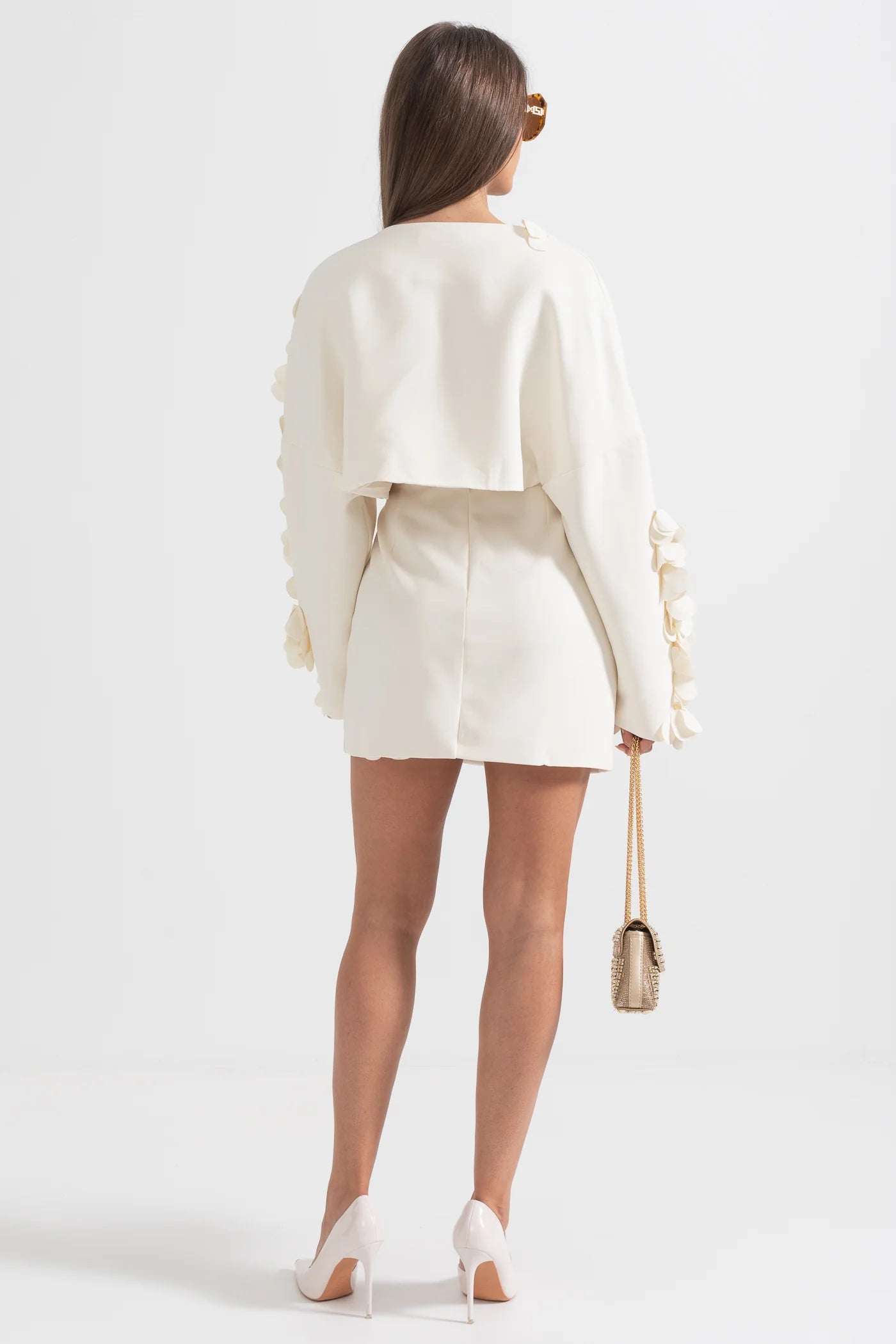 Two-Piece Set With Petal Adornments - Beige