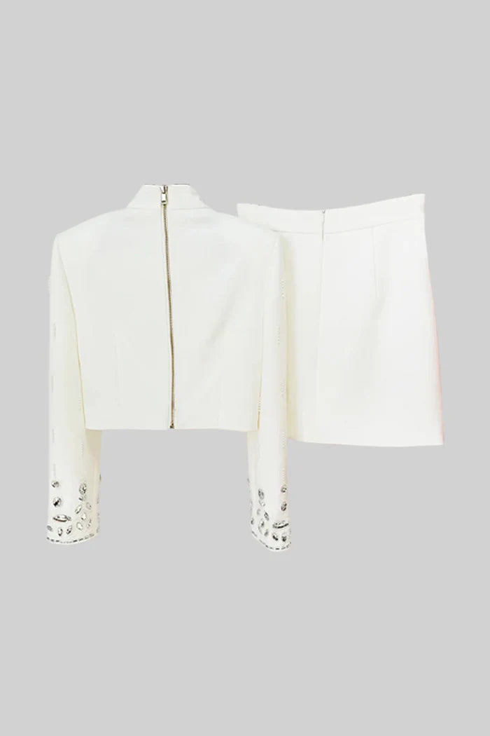 Crystal Adorned Two Piece Co-Ord - White