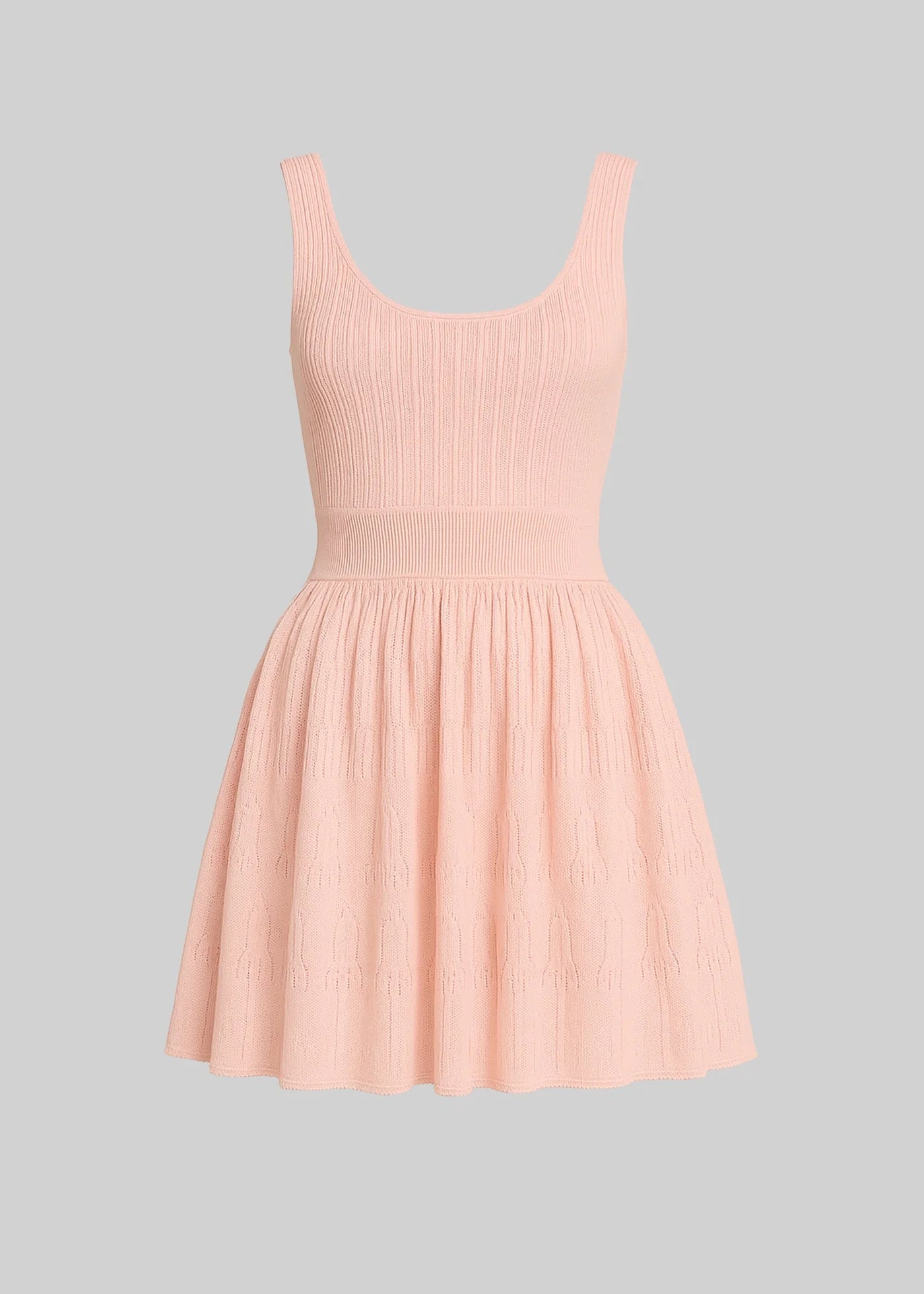 Fitted Dress With Ribbed Texture And Pleated Mini Skirt - Pink