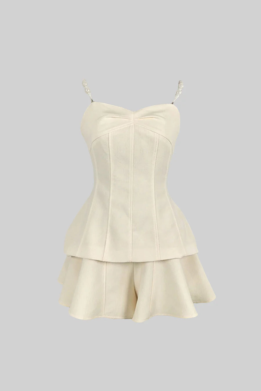 Chic 3-Piece Co-Ord With Blazer, Top and Mini Skort - Ivoire