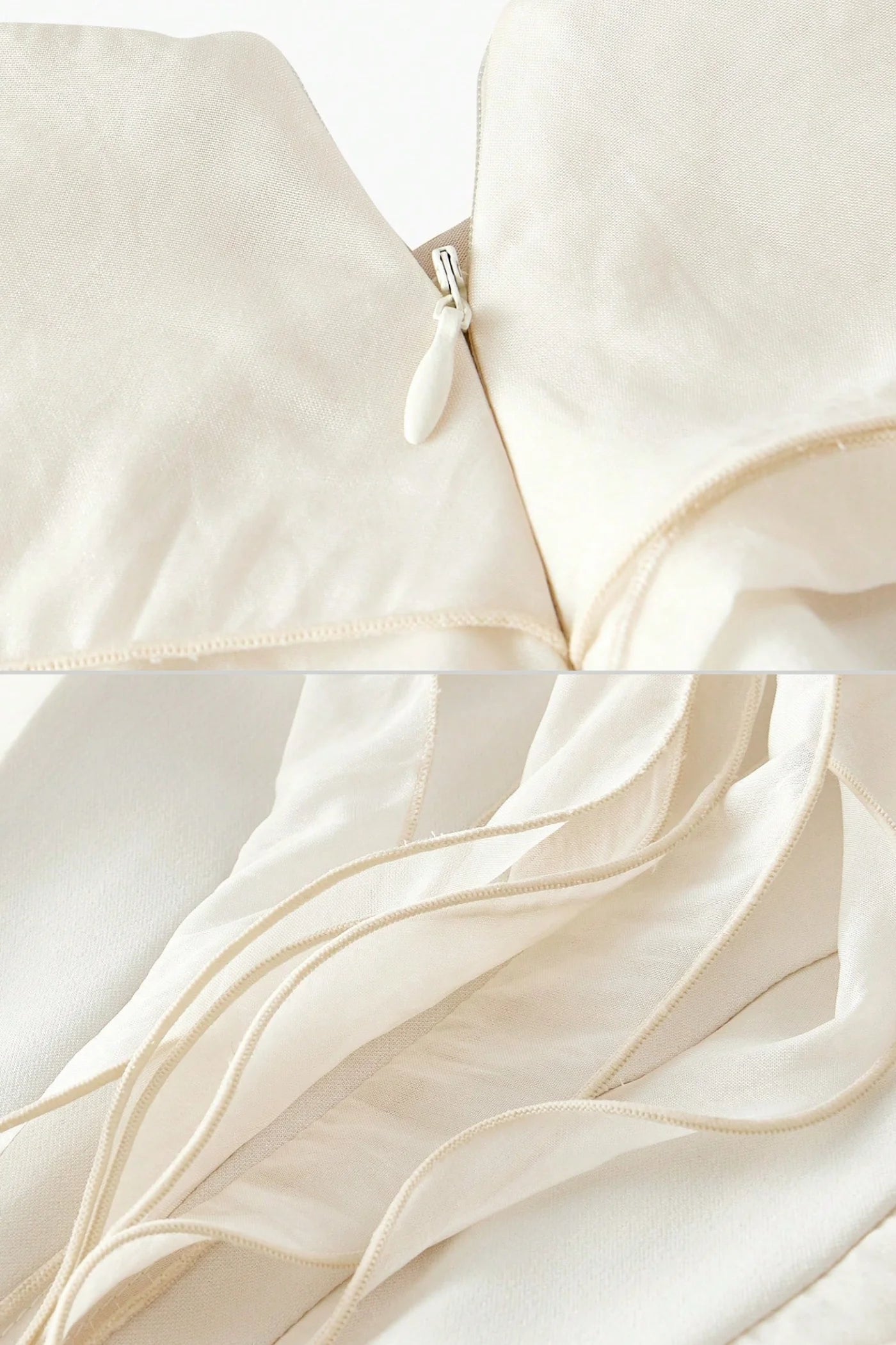 Mini Dress with Layered Ruffles and V-Neckline - White