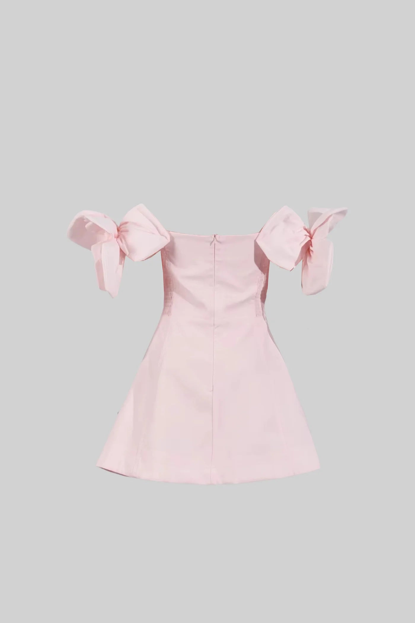 Off-Shoulder Mini Dress with Oversized Floral Appliqués - Pink
