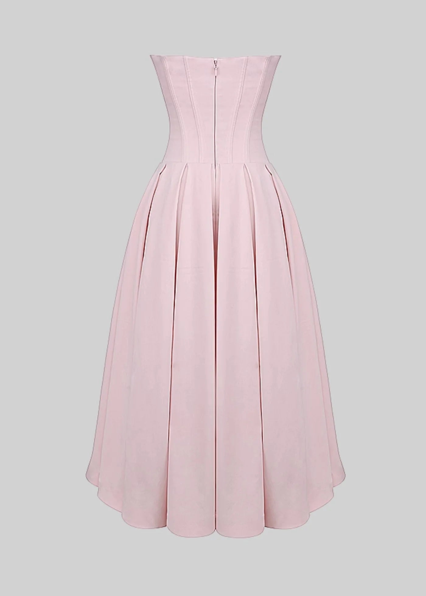 Elegant Strapless Dress with Fitted Bodice And Sweetheart Neckline - Peach