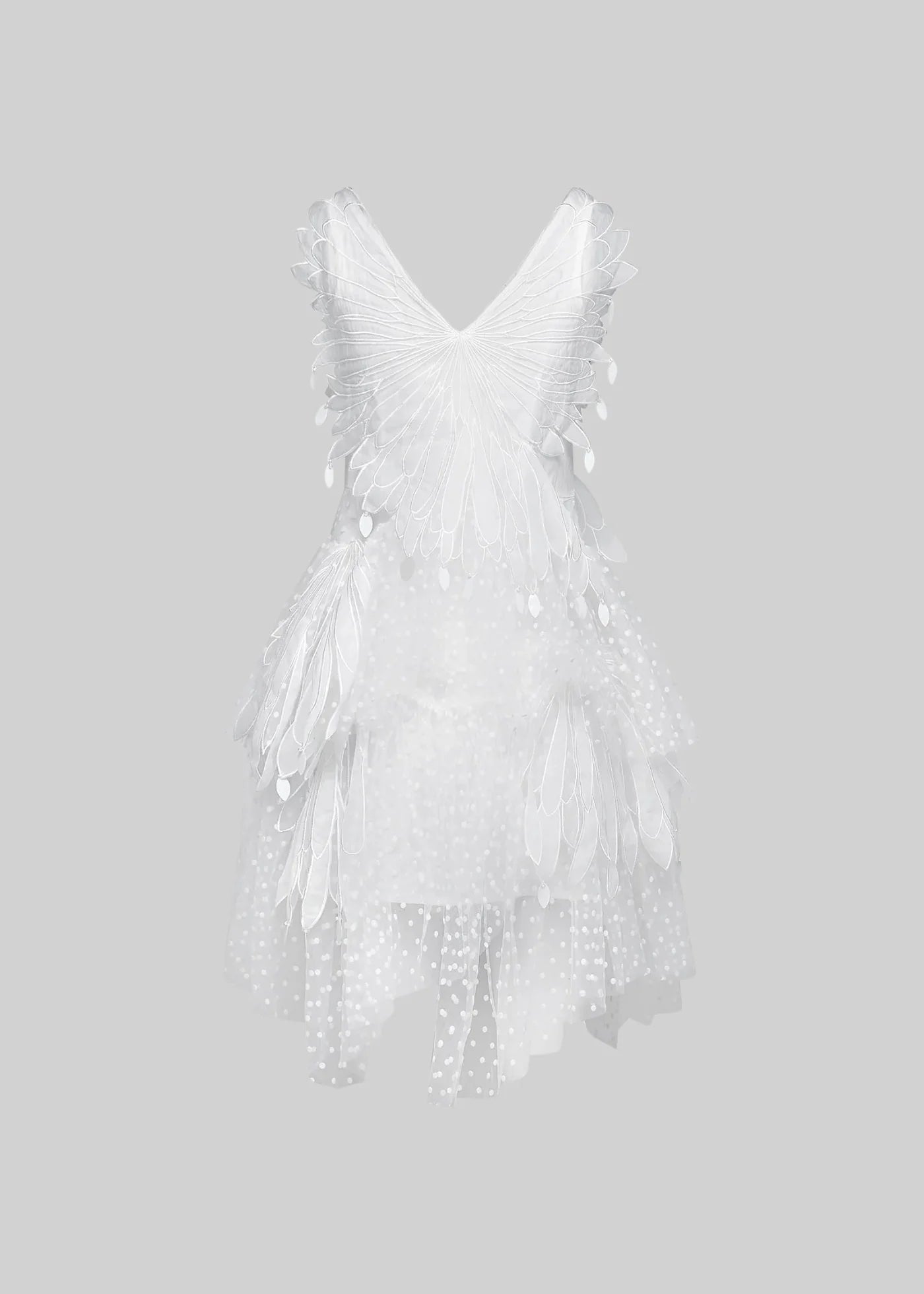 Layered Dress With Mini Tulle Skirt And Polka Dot Pattern - White
