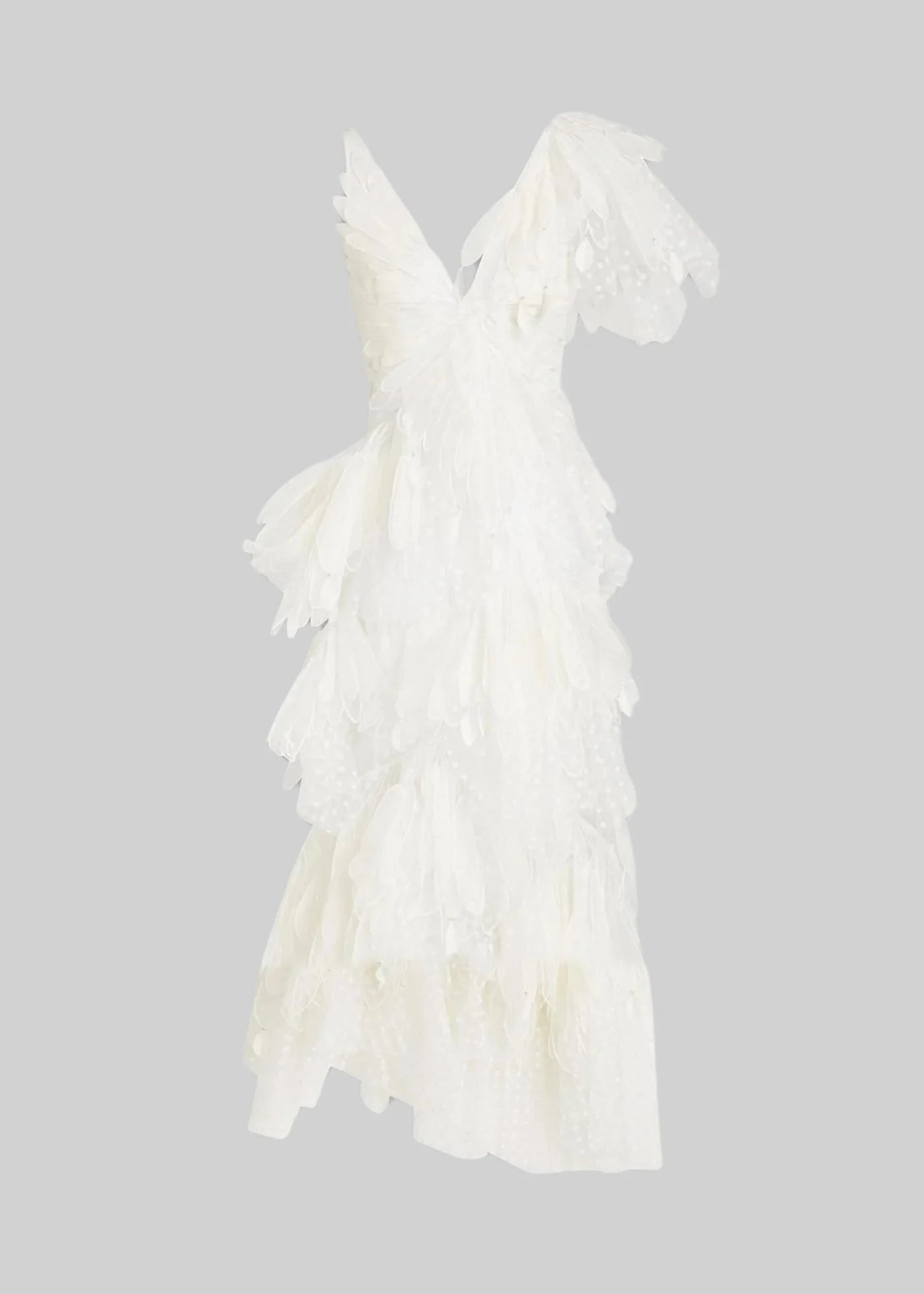 Layered Dress With Midi Tulle Skirt And Polka Dot Pattern - White