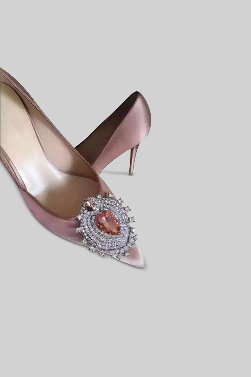 Diamond Embellished Satin Stiletto - Pink