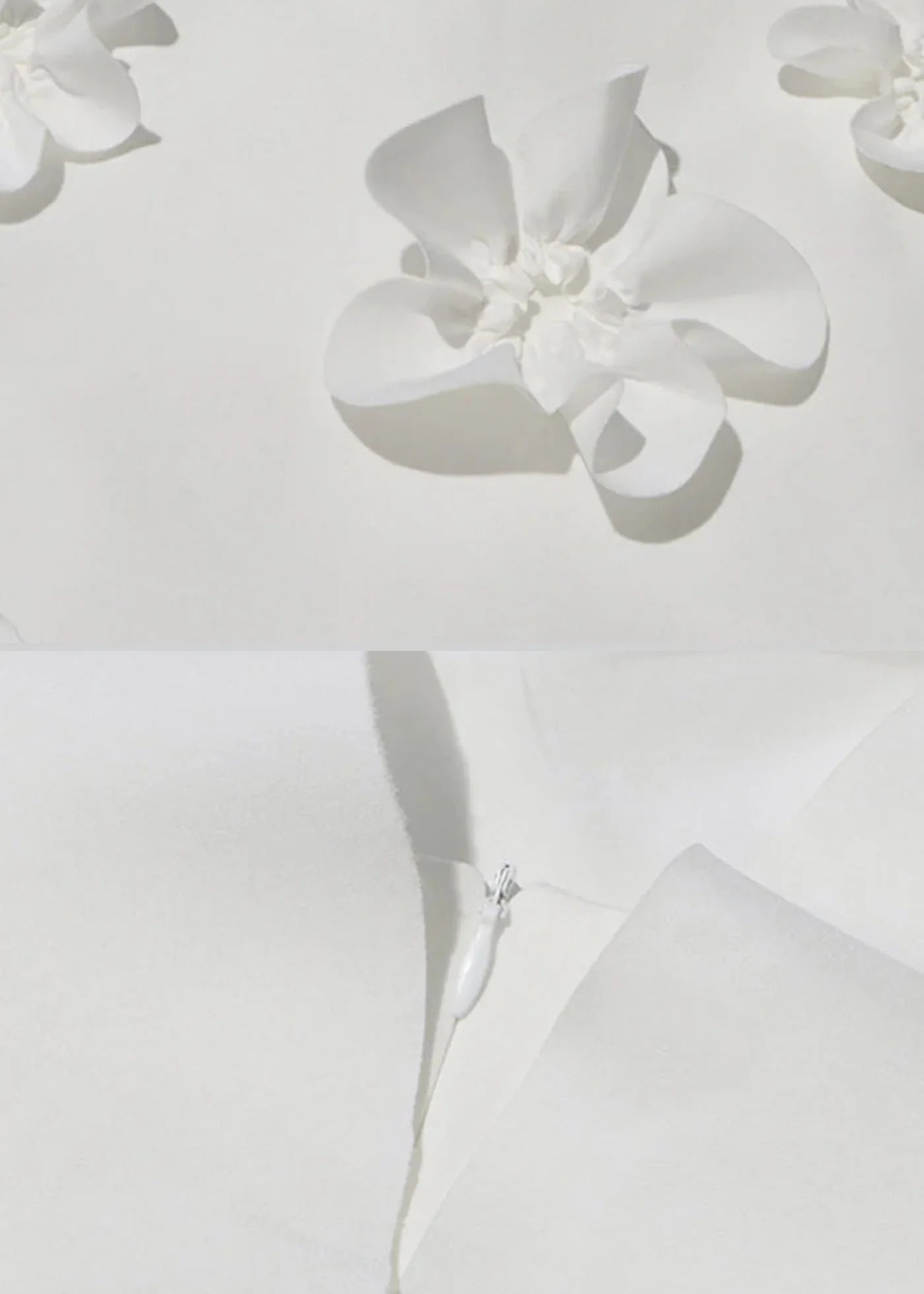 Elegant Gown With Ruffled Shoulder Straps And 3D Flowers Skirt - White
