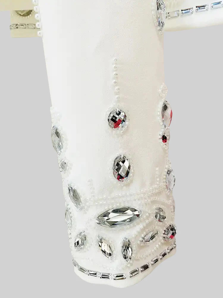 Crystal Adorned Two Piece Co-Ord - White