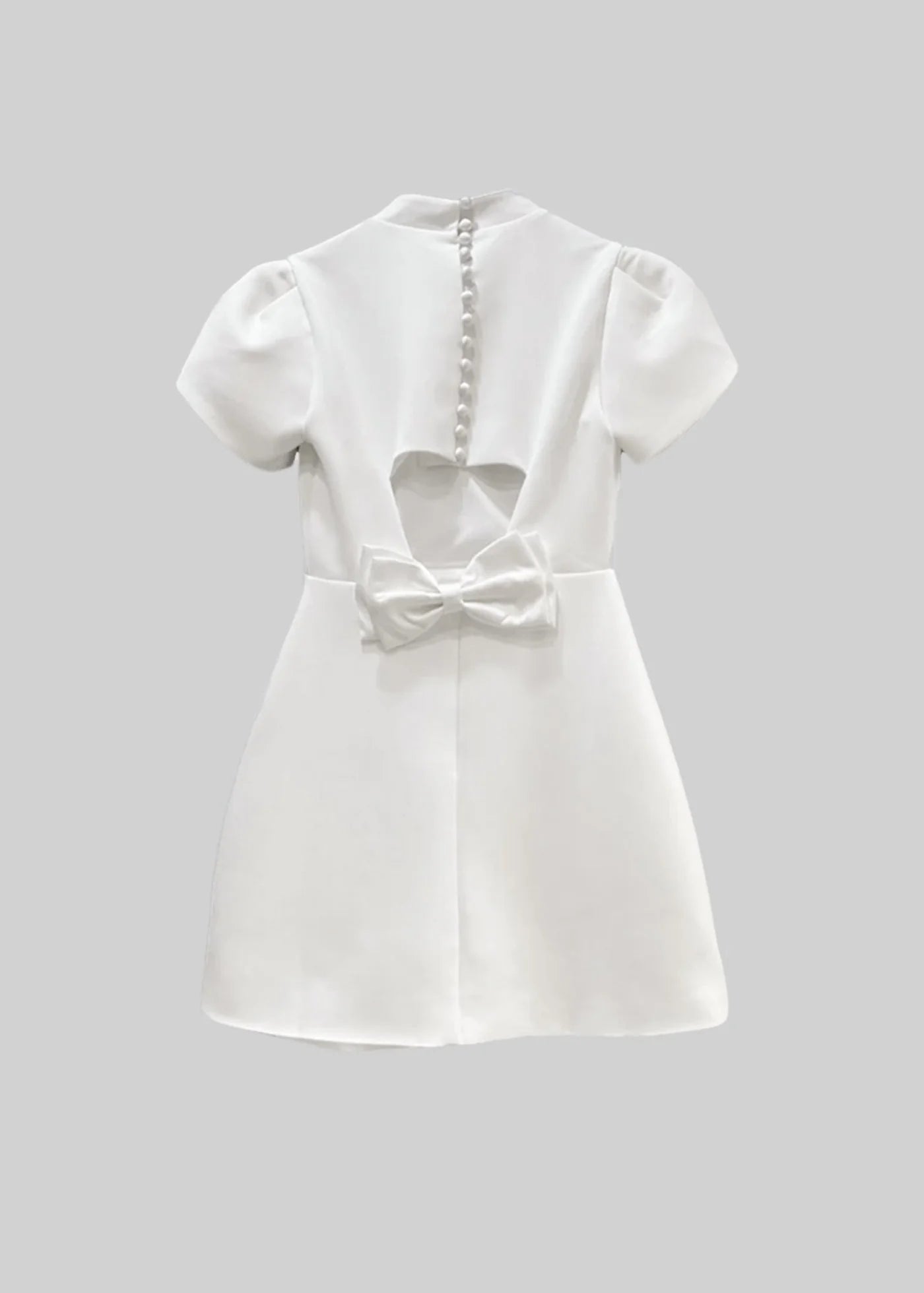 Short Sleeved Mini Dress With Back Cutout - White