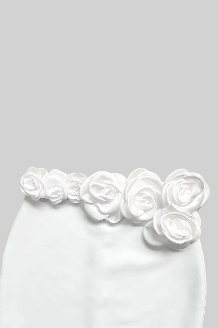 Two Piece Set With 3D Flower Embellished Top and Coordinated Maxi Skirt - White