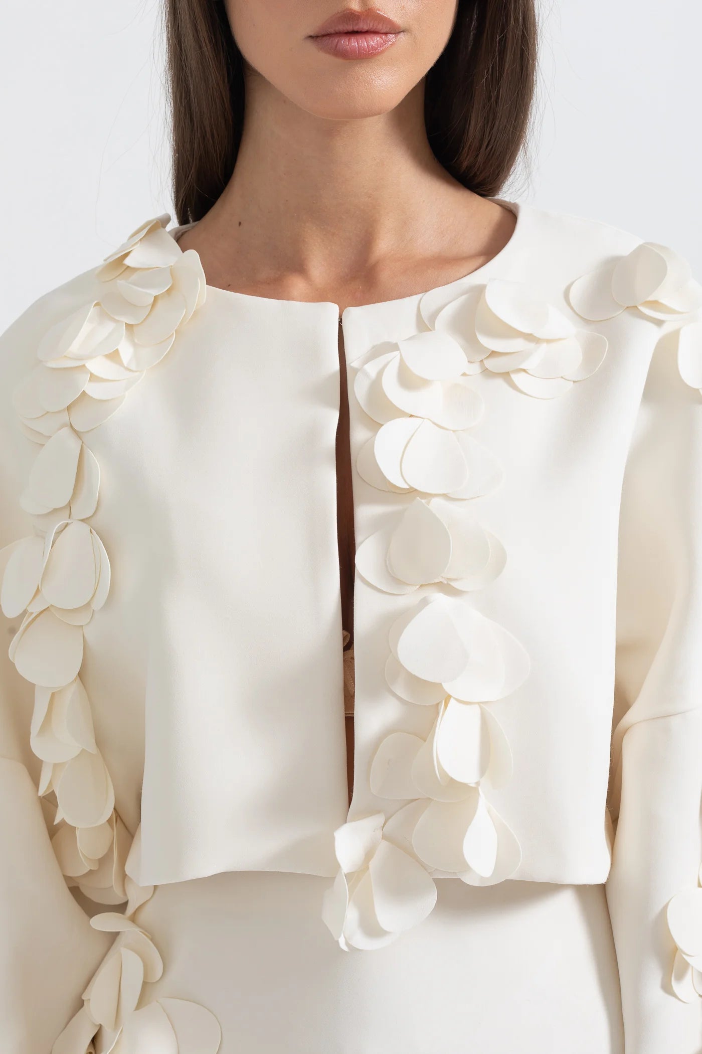 Two-Piece Set With Petal Adornments - Beige