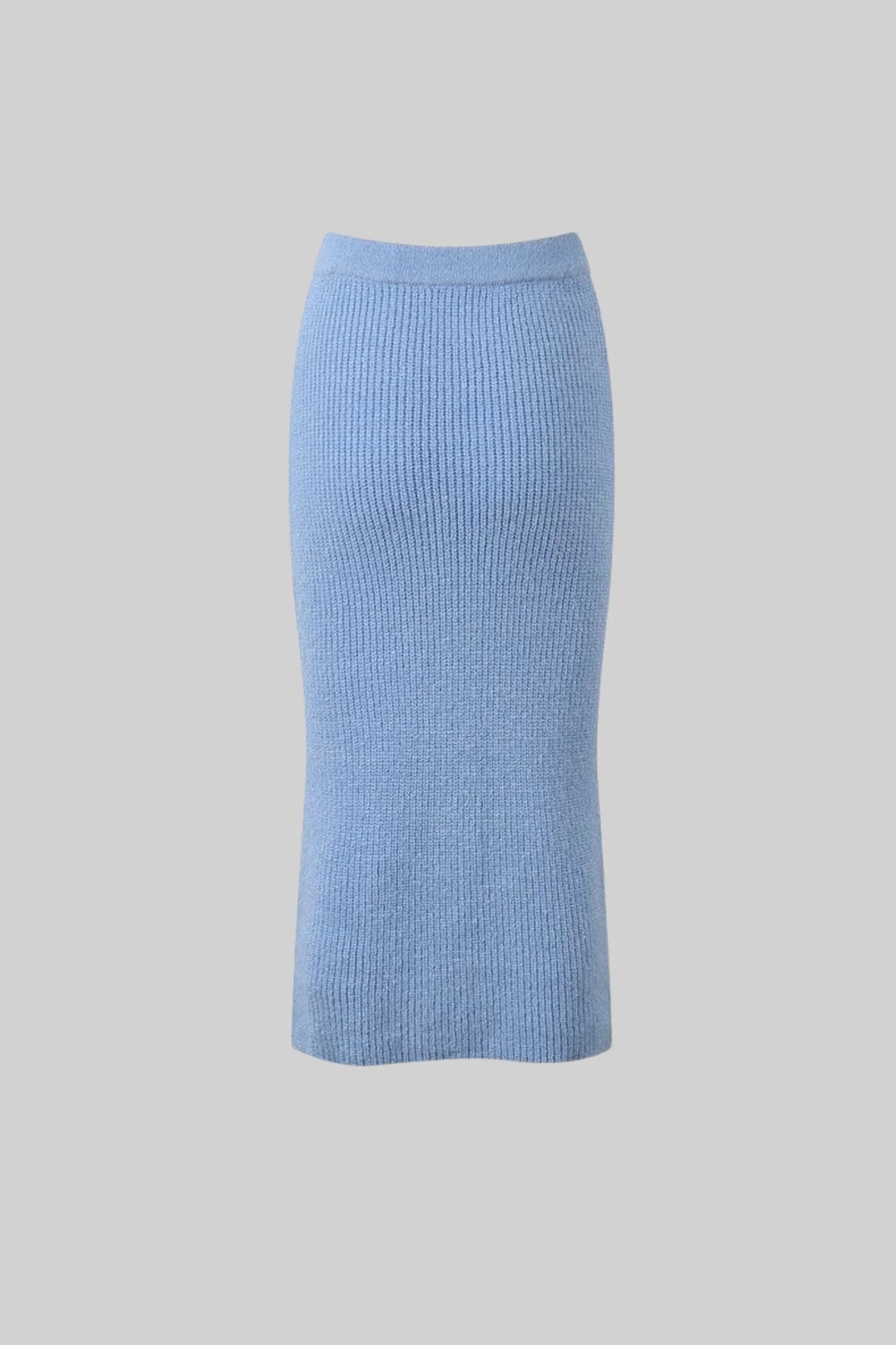 Elegant Knit Ensemble With Decorative Gold Flower Buttons - Blue