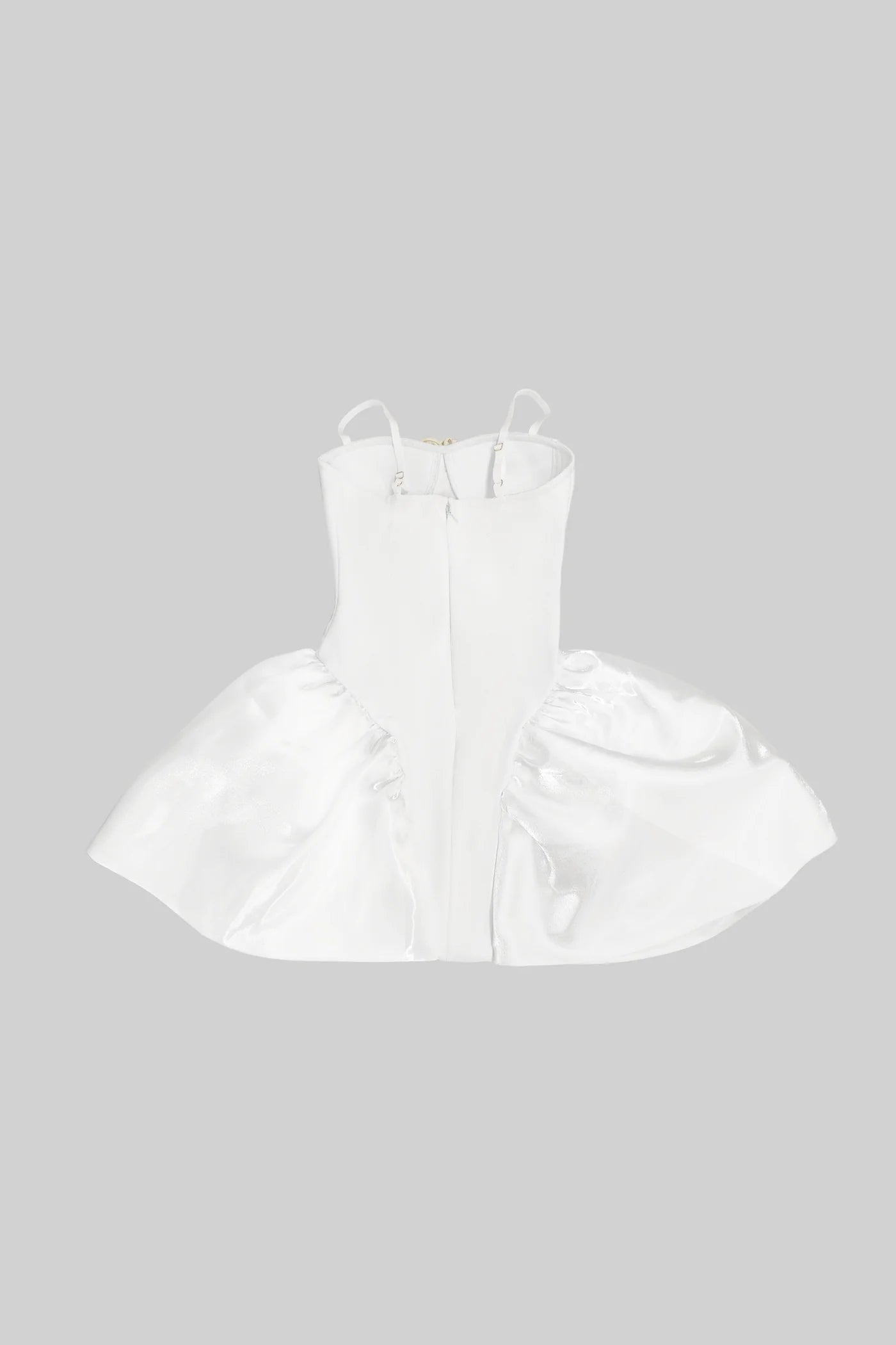 Mini Dress With Ruffled Skirt And Wire Flowers Apliques - White