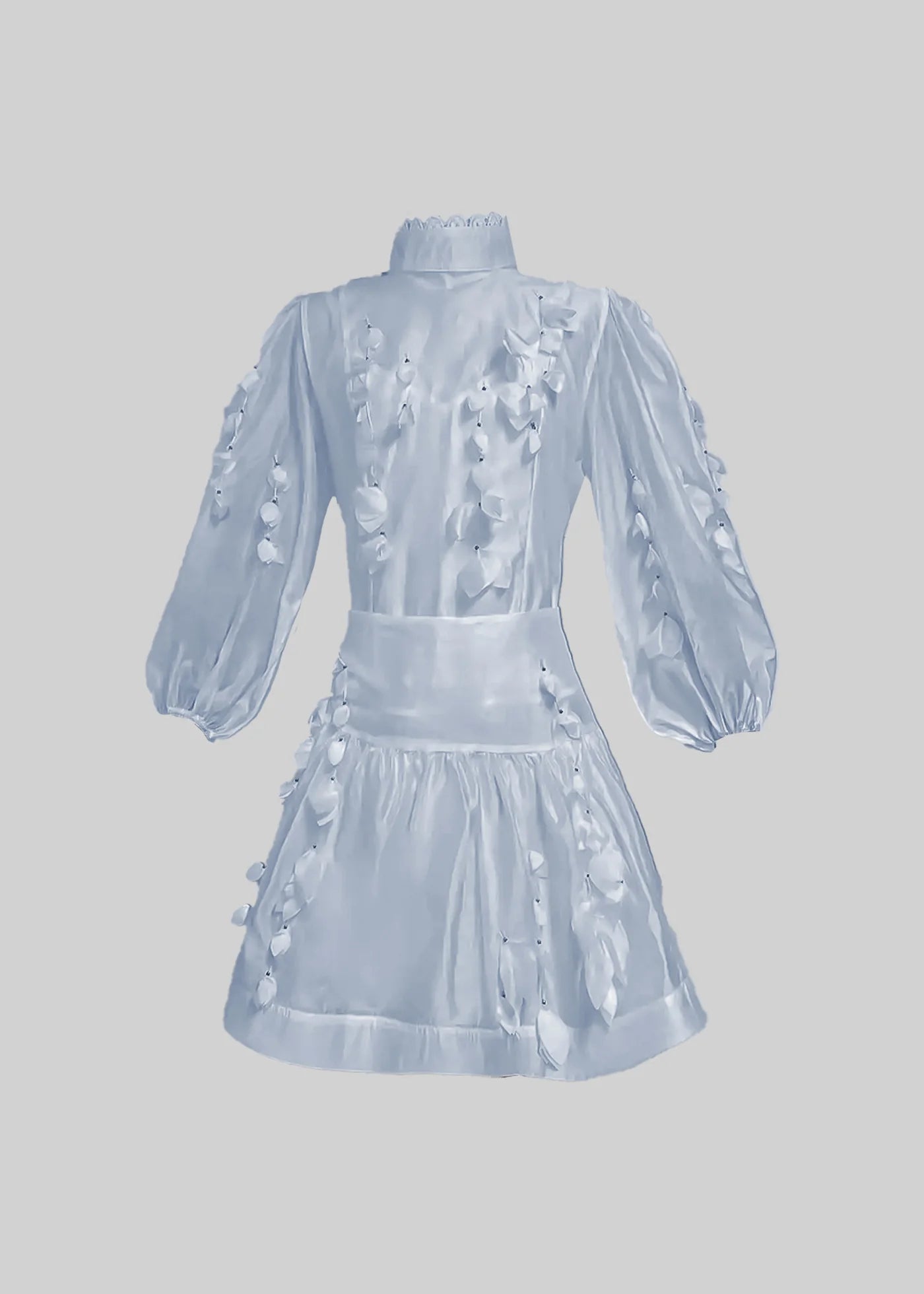 Flower Co-Ord With High Neckline, Lace And Adornments - Blue