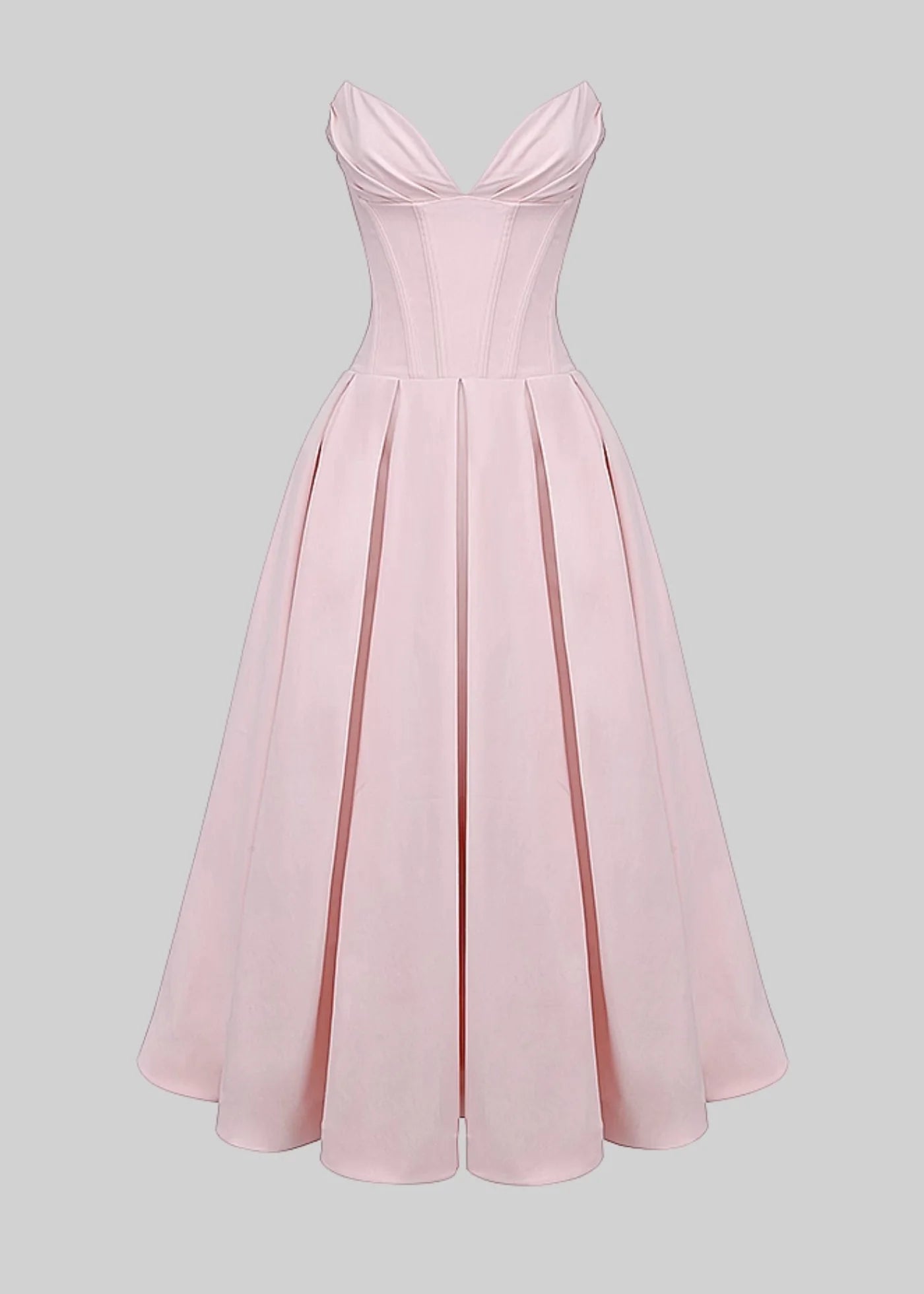 Elegant Strapless Dress with Fitted Bodice And Sweetheart Neckline - Peach
