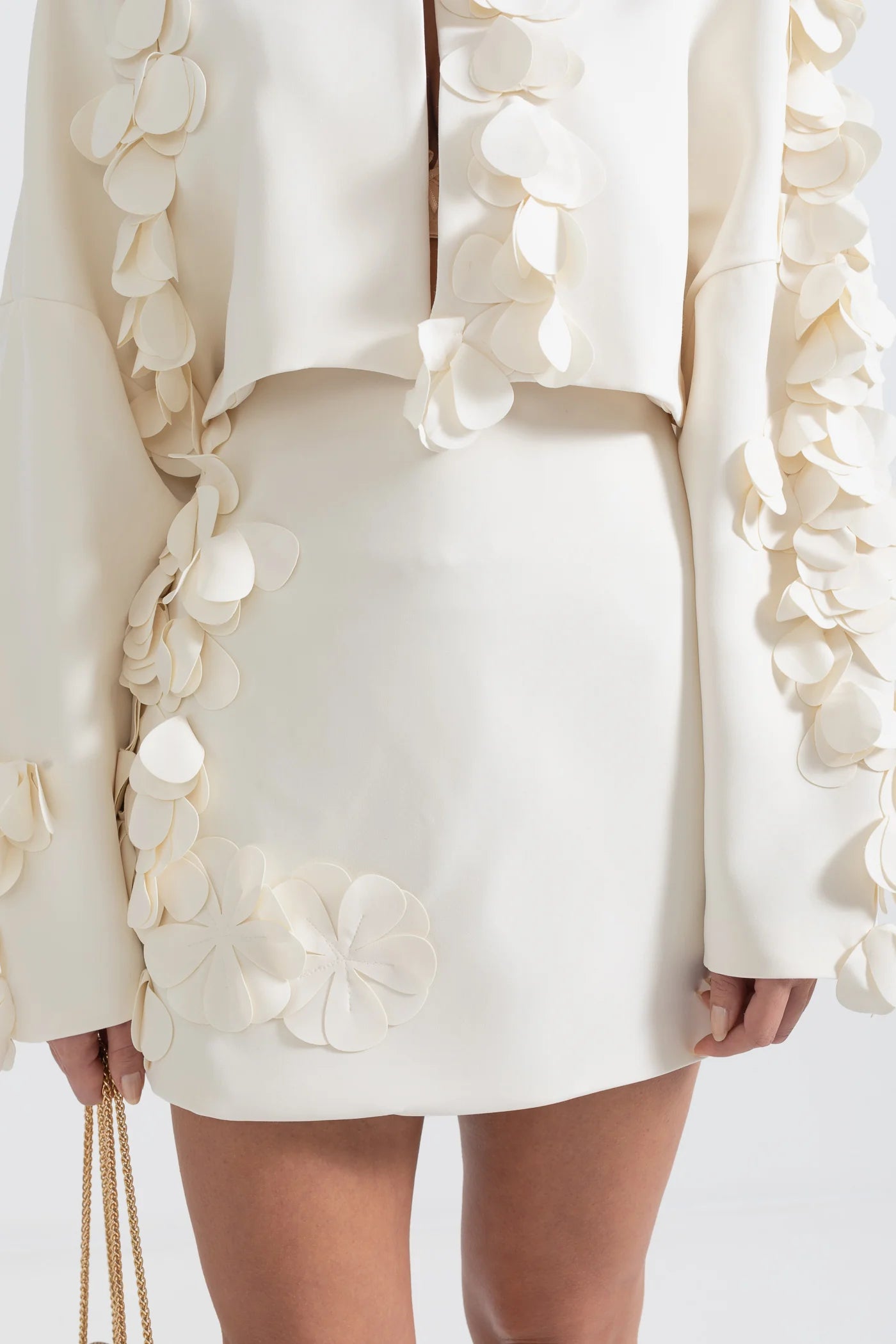 Two-Piece Set With Petal Adornments - Beige