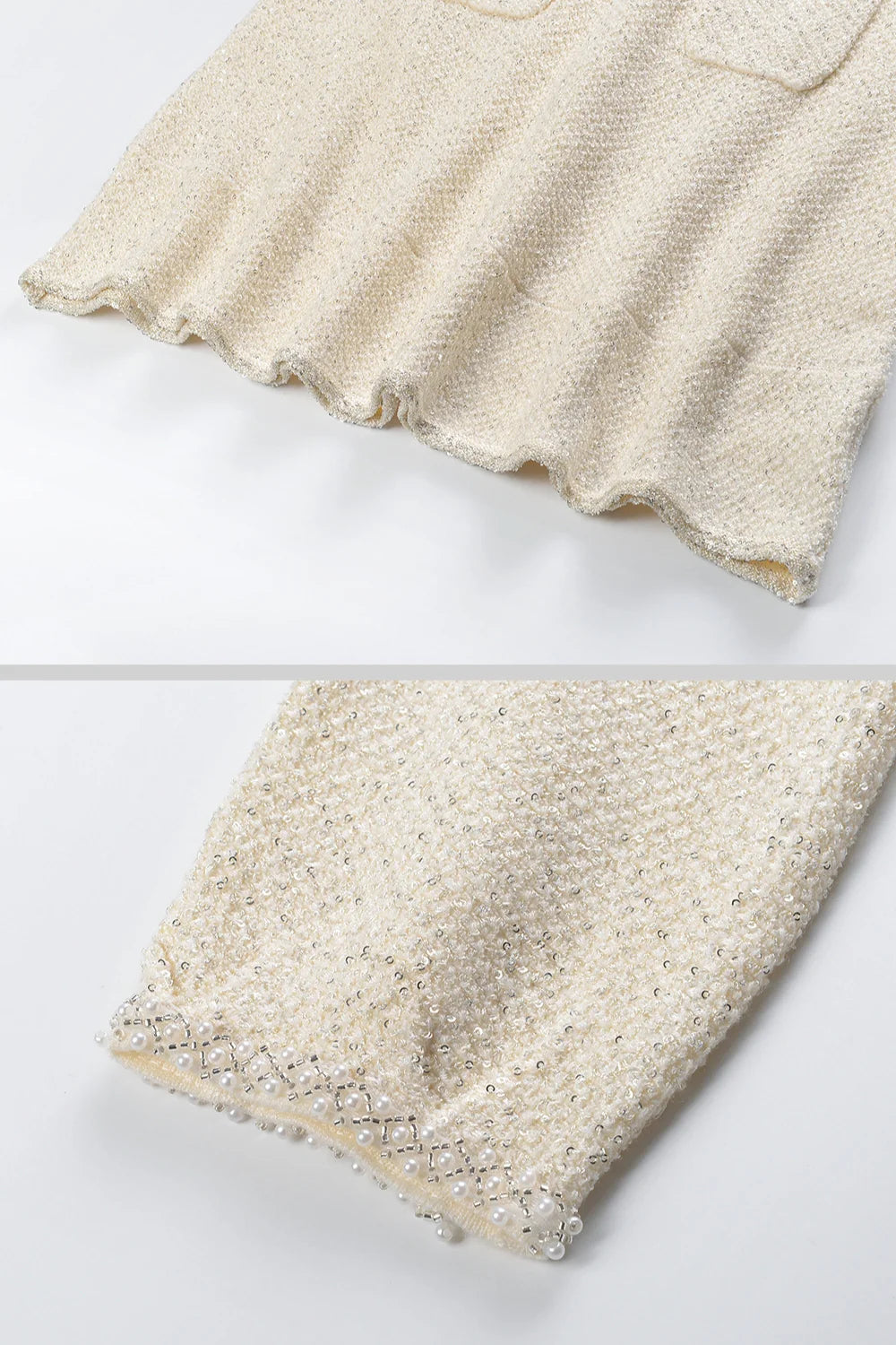 Knit textured dress - Ivoire