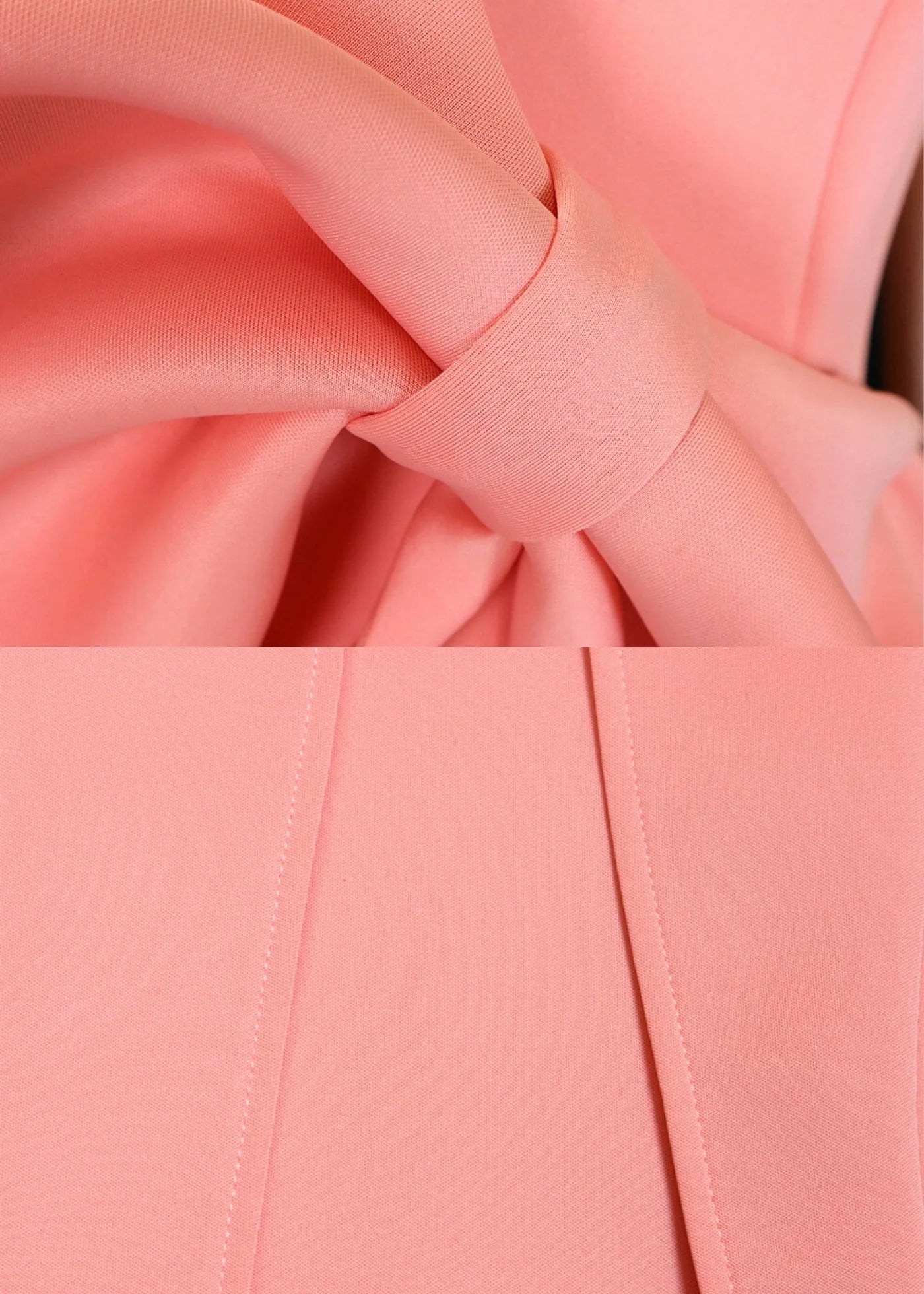 Elegant Fitted Dress With Oversized Front Bow - Peach