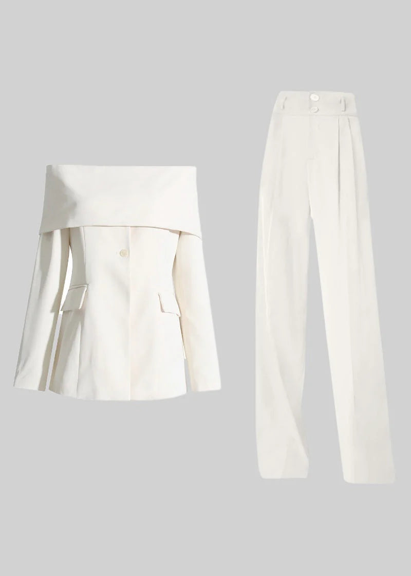 Off-Shoulder Contemporary Jacket - White