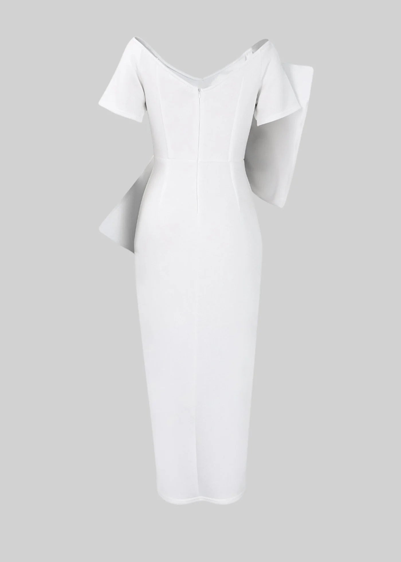 Strapless Midi Dress With Oversized Decorative Bow - White