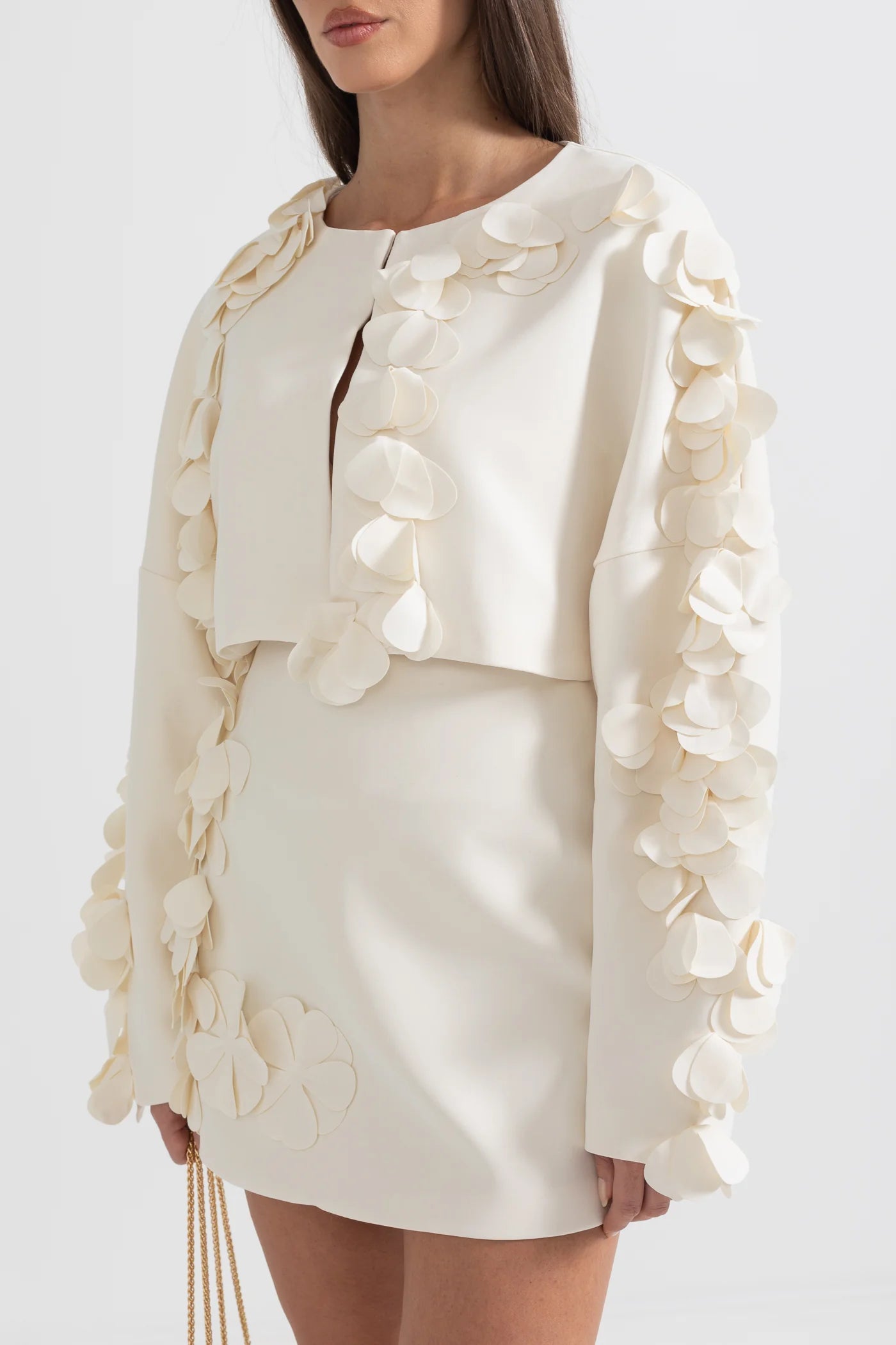 Two-Piece Set With Petal Adornments - Beige