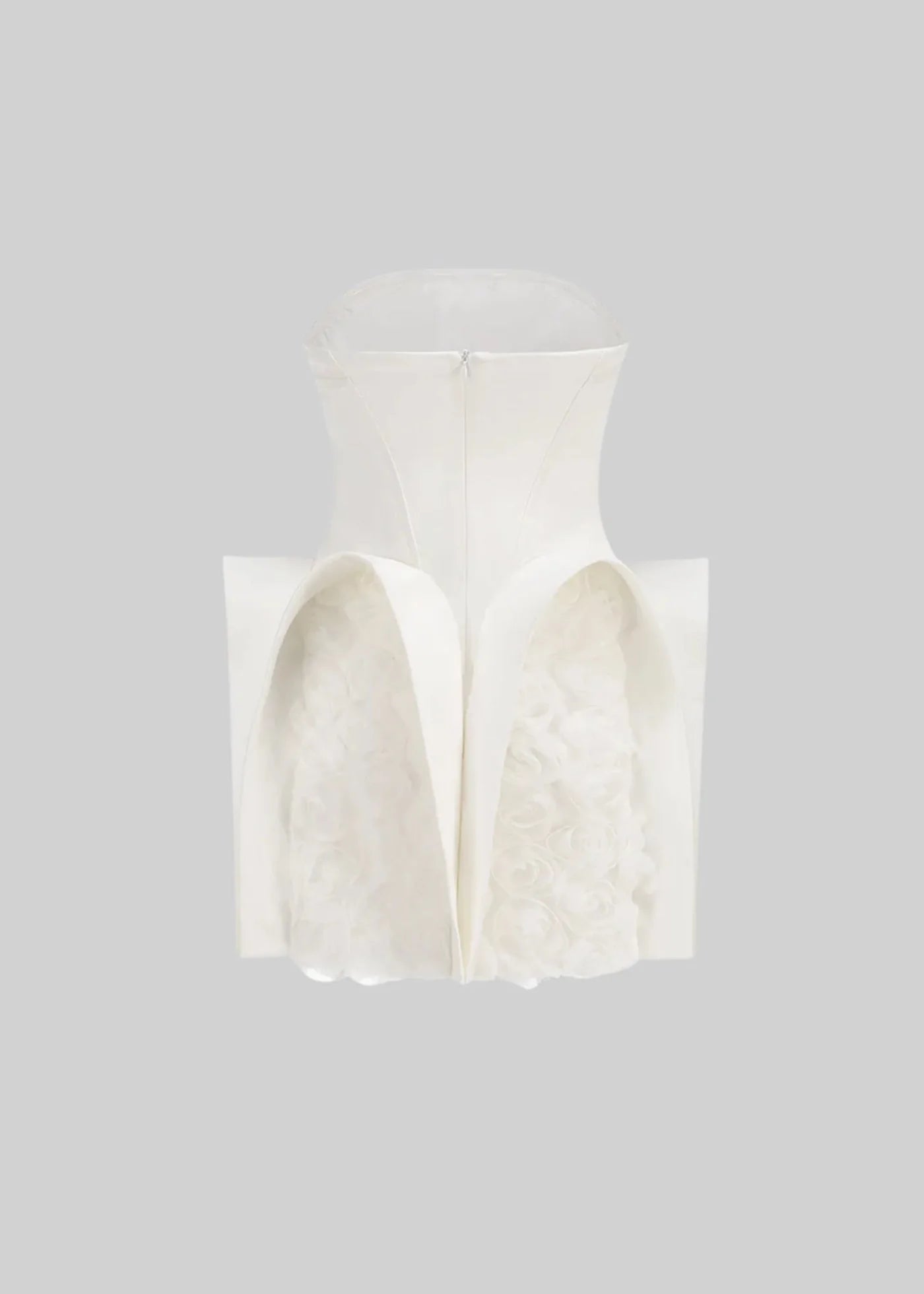 Mini Dress With 3D Floral Arches - White