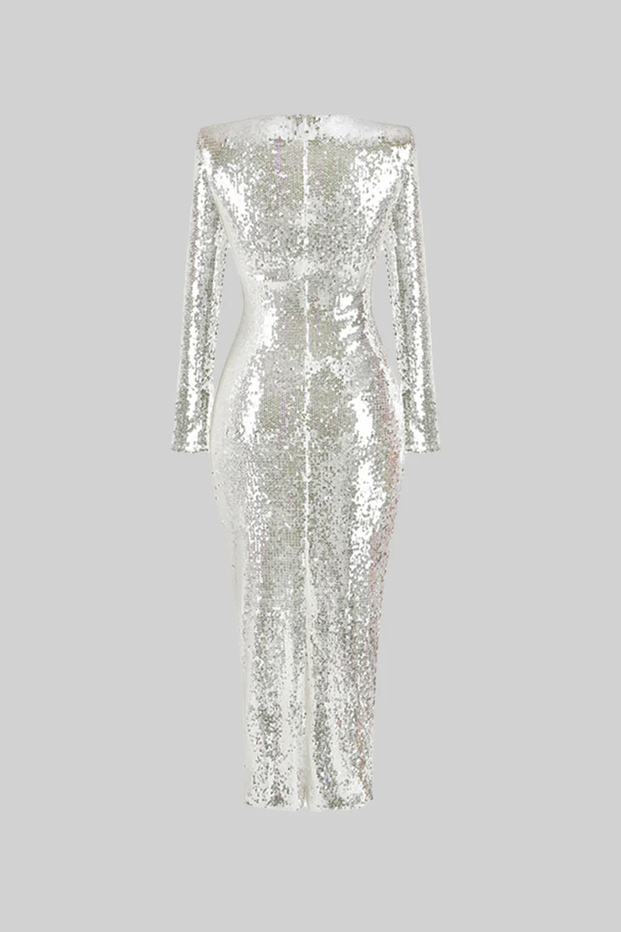 Sparkling Sequin Dress with Front Cut-Out - Silver