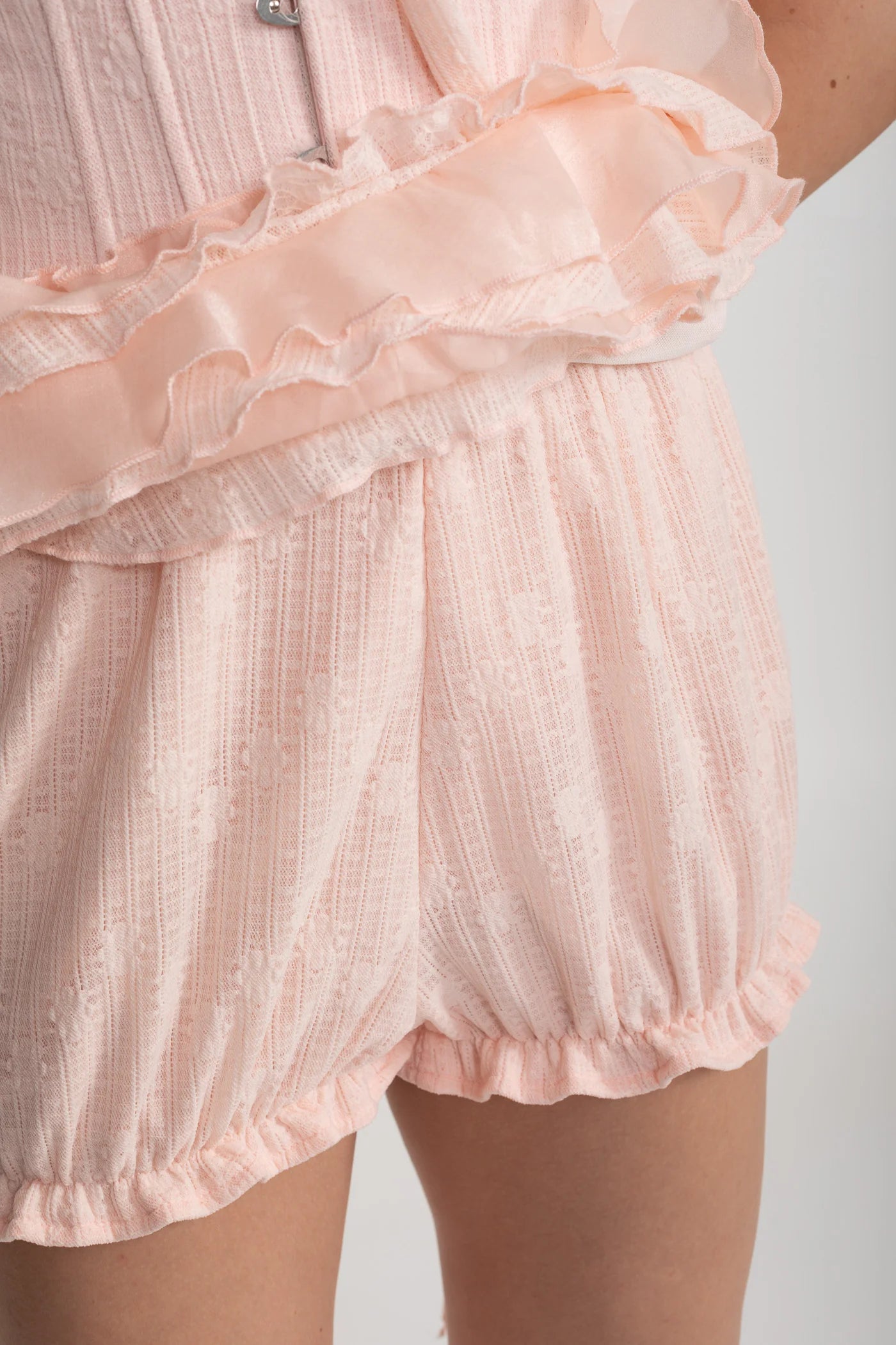 Corset High-Low Dress With Side Ruffles - Pink