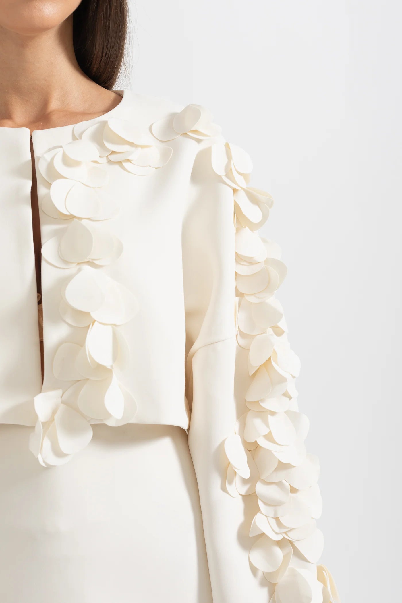 Two-Piece Set With Petal Adornments - Beige