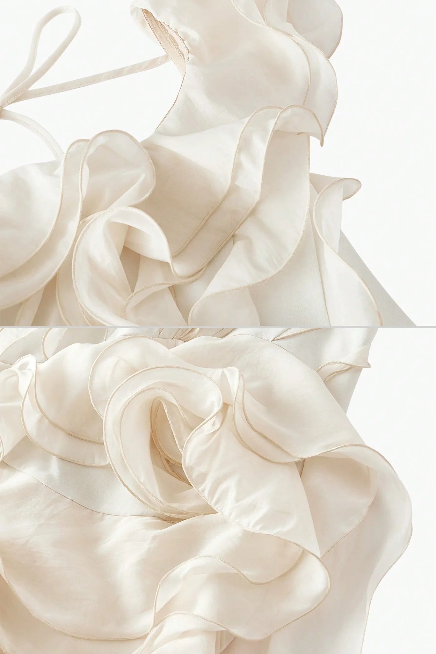 Mini Dress with Layered Ruffles and V-Neckline - White