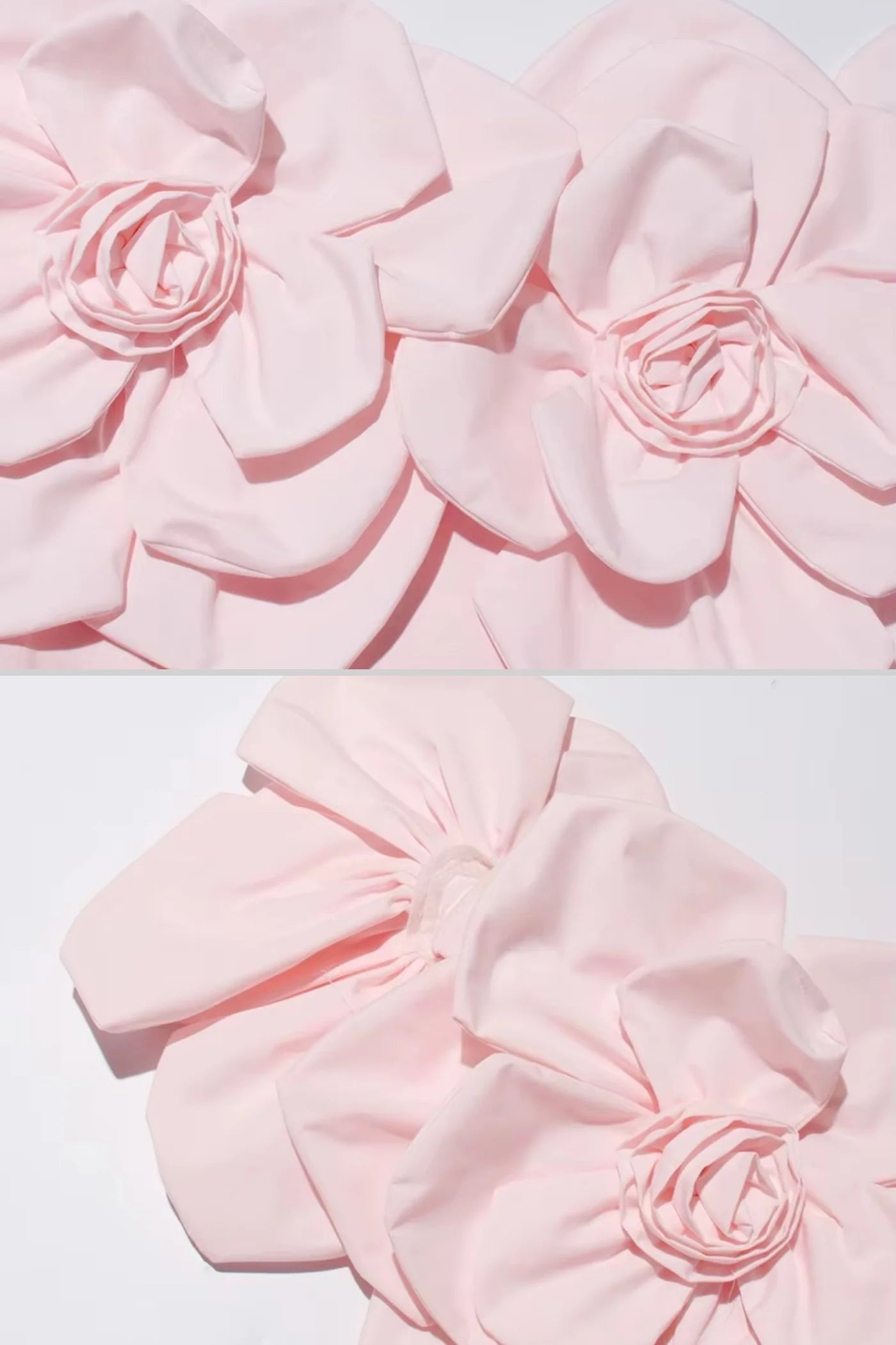 Off-Shoulder Mini Dress with Oversized Floral Appliqués - Pink