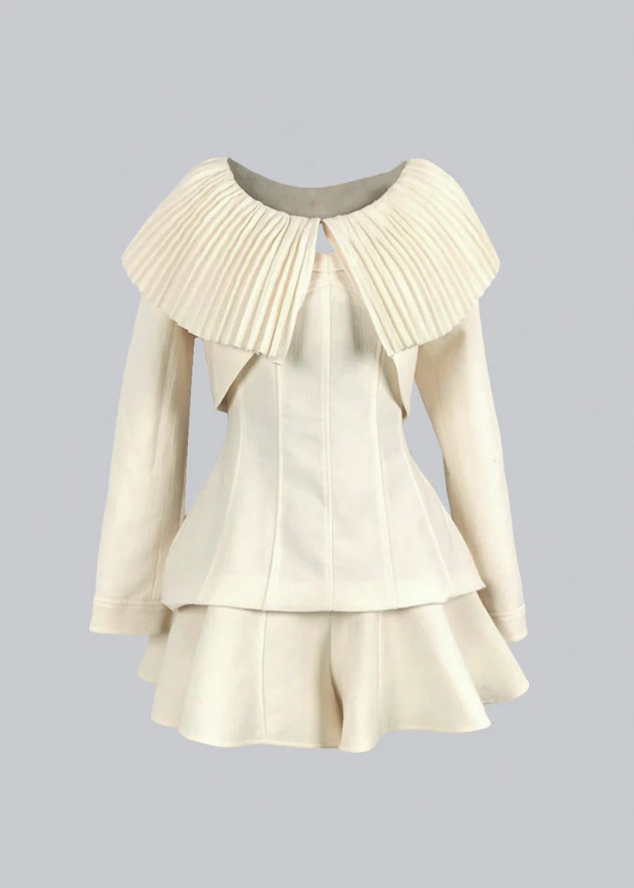 Chic 3-Piece Co-Ord With Blazer, Top and Mini Skort - Ivoire