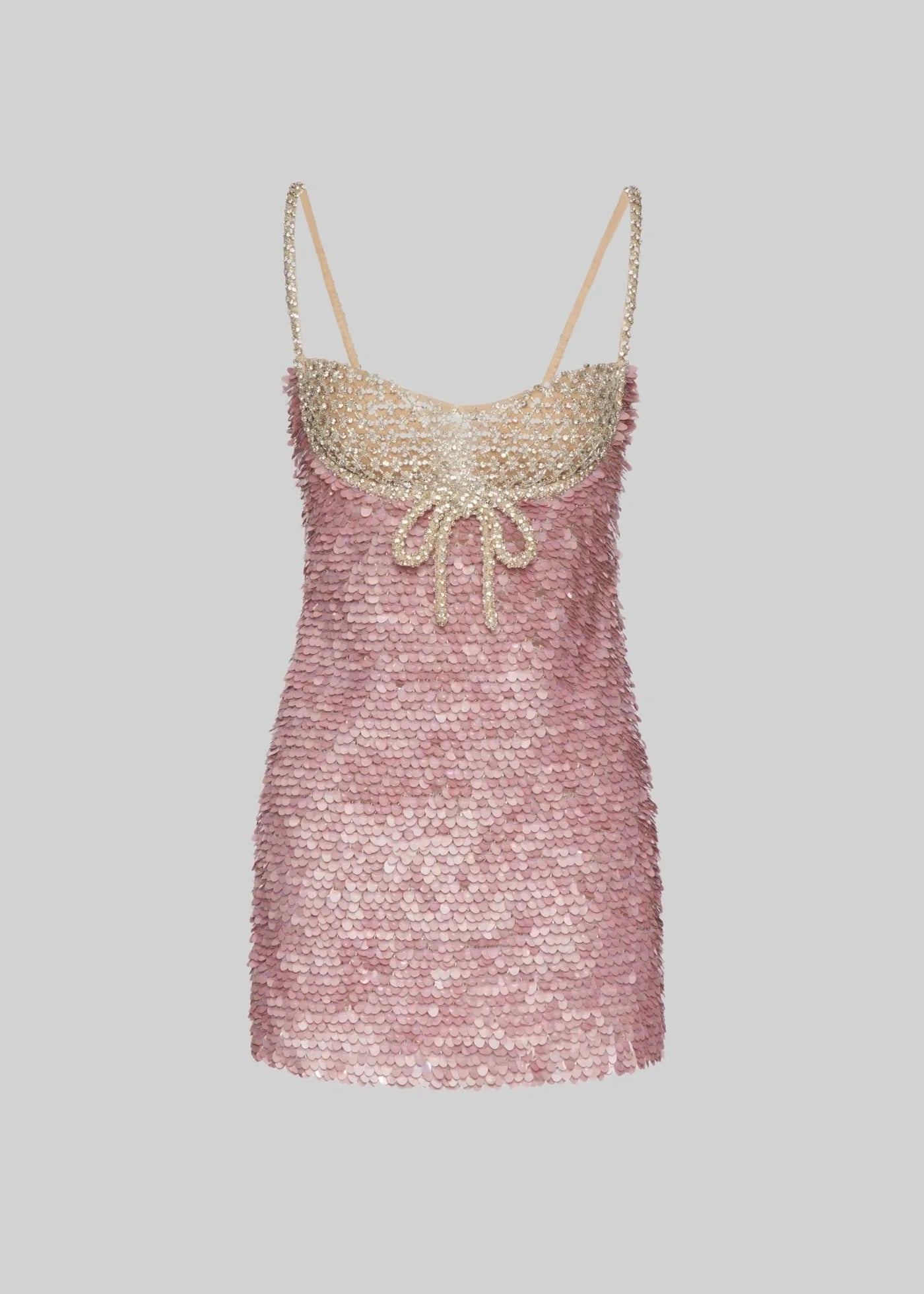 Mini Sequin Dress With Contrasting Bustier And Silver Detailing - Pink