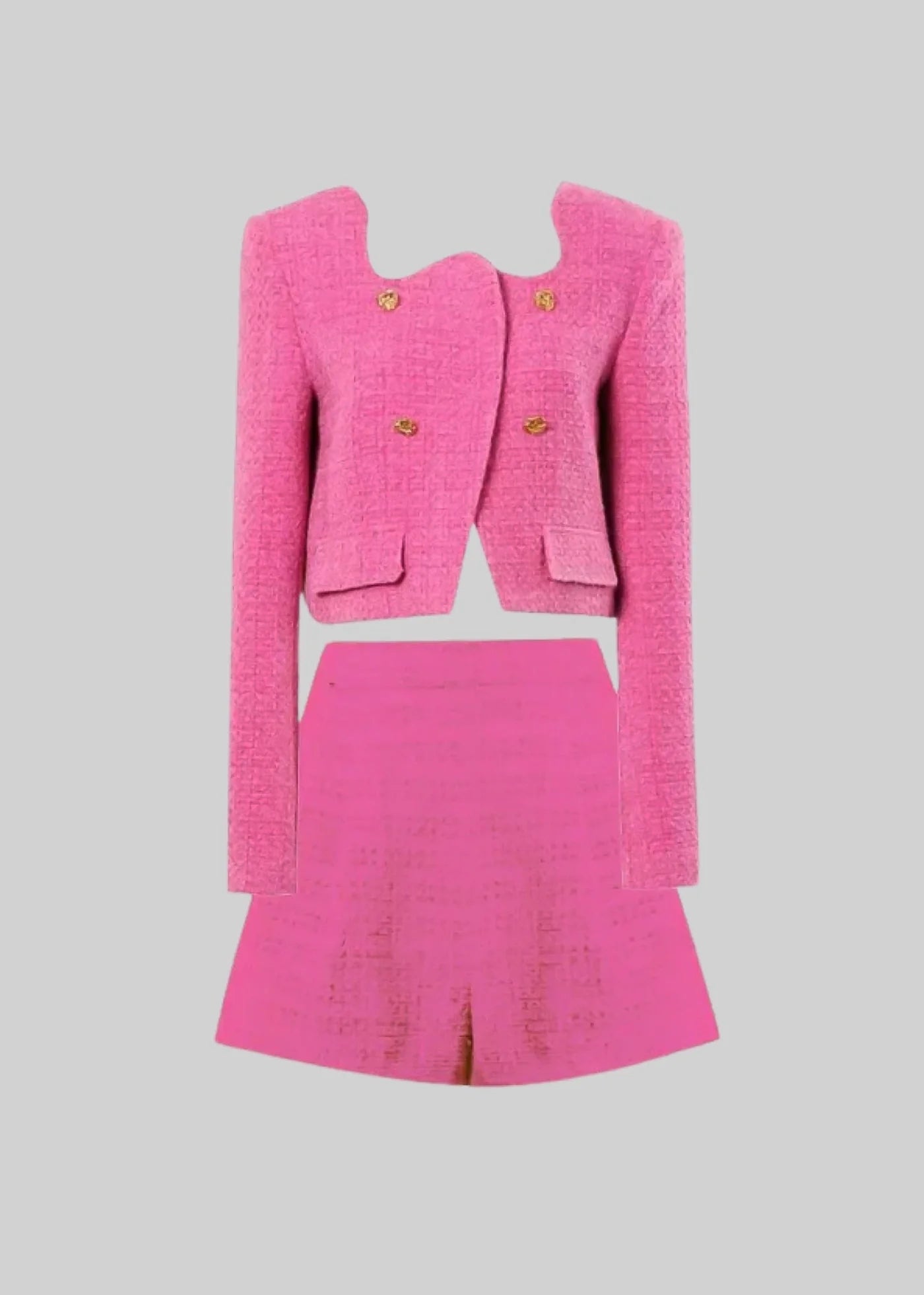 Knitted Co-Ord With Structured Blazer And Matching Shorts - Fuchsia