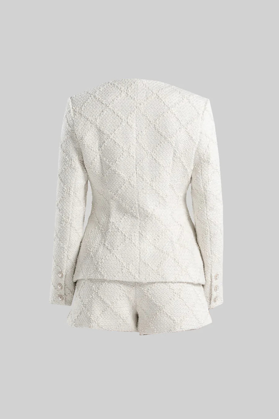 Diamond Patterned Jacket With Matching Shorts - Ivoire