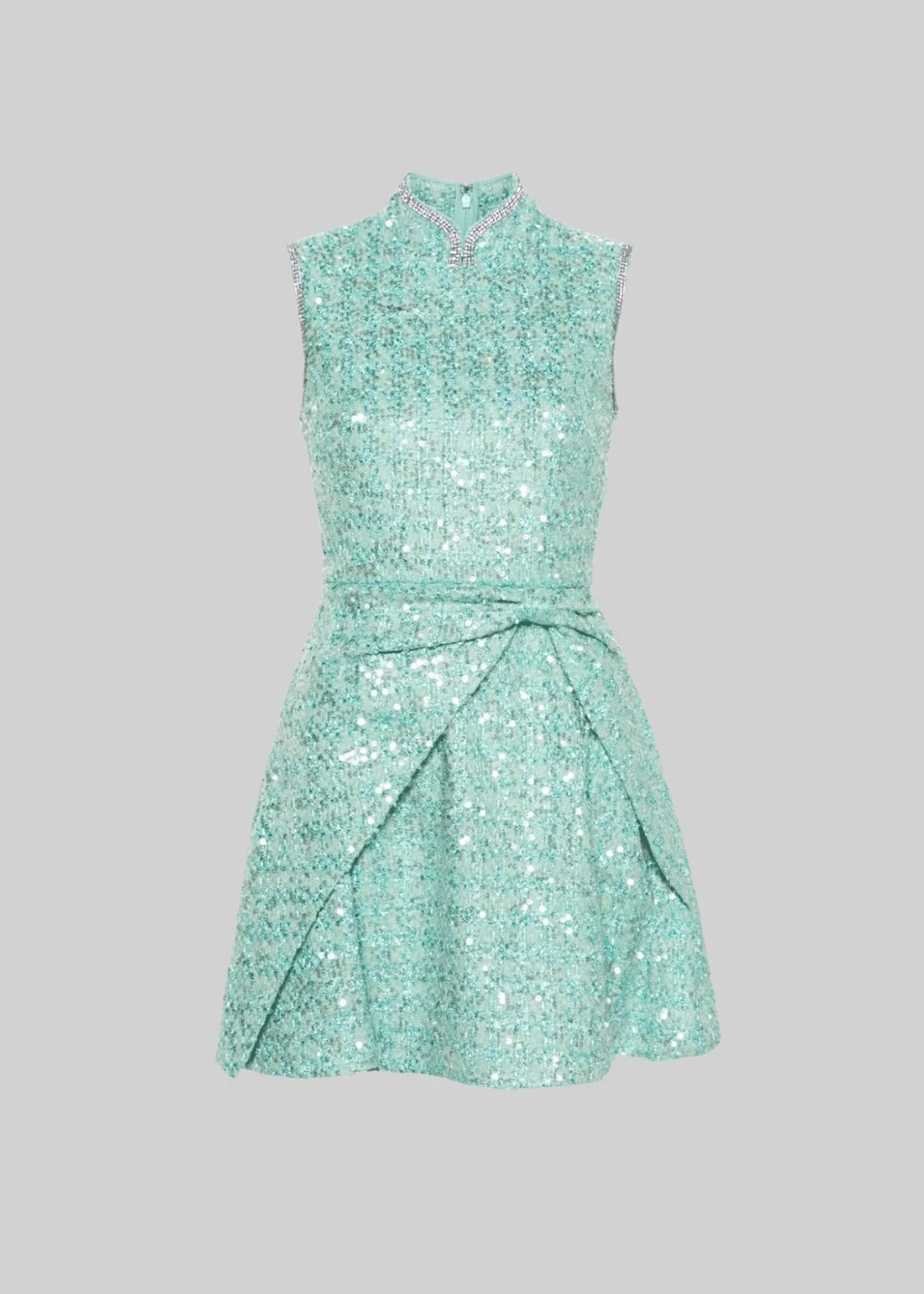 Textured Dress With Pleated Skirt Detailing - Turquoise