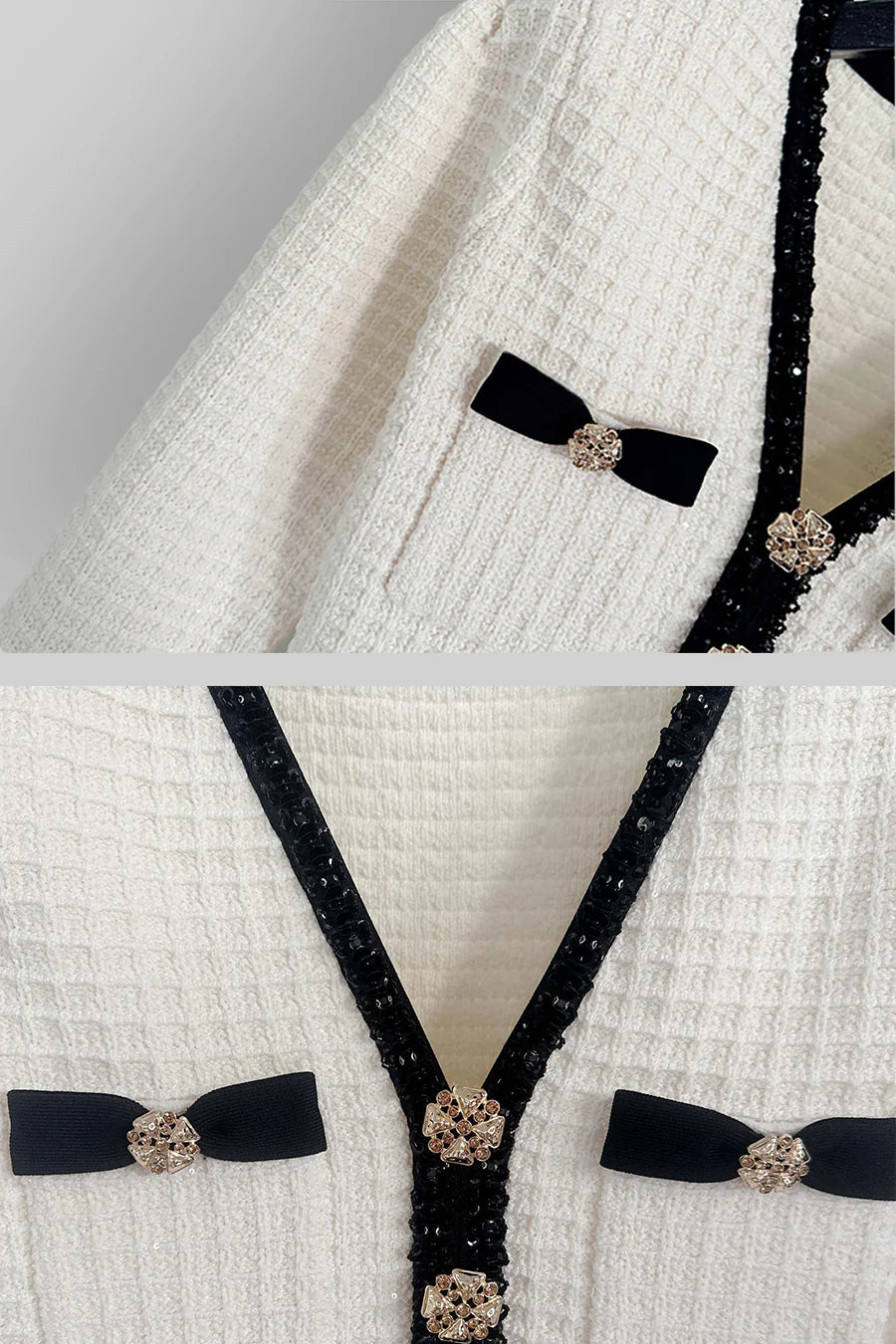 Sophisticated Long Sleeve Dress with Textured Finish - Ivoire