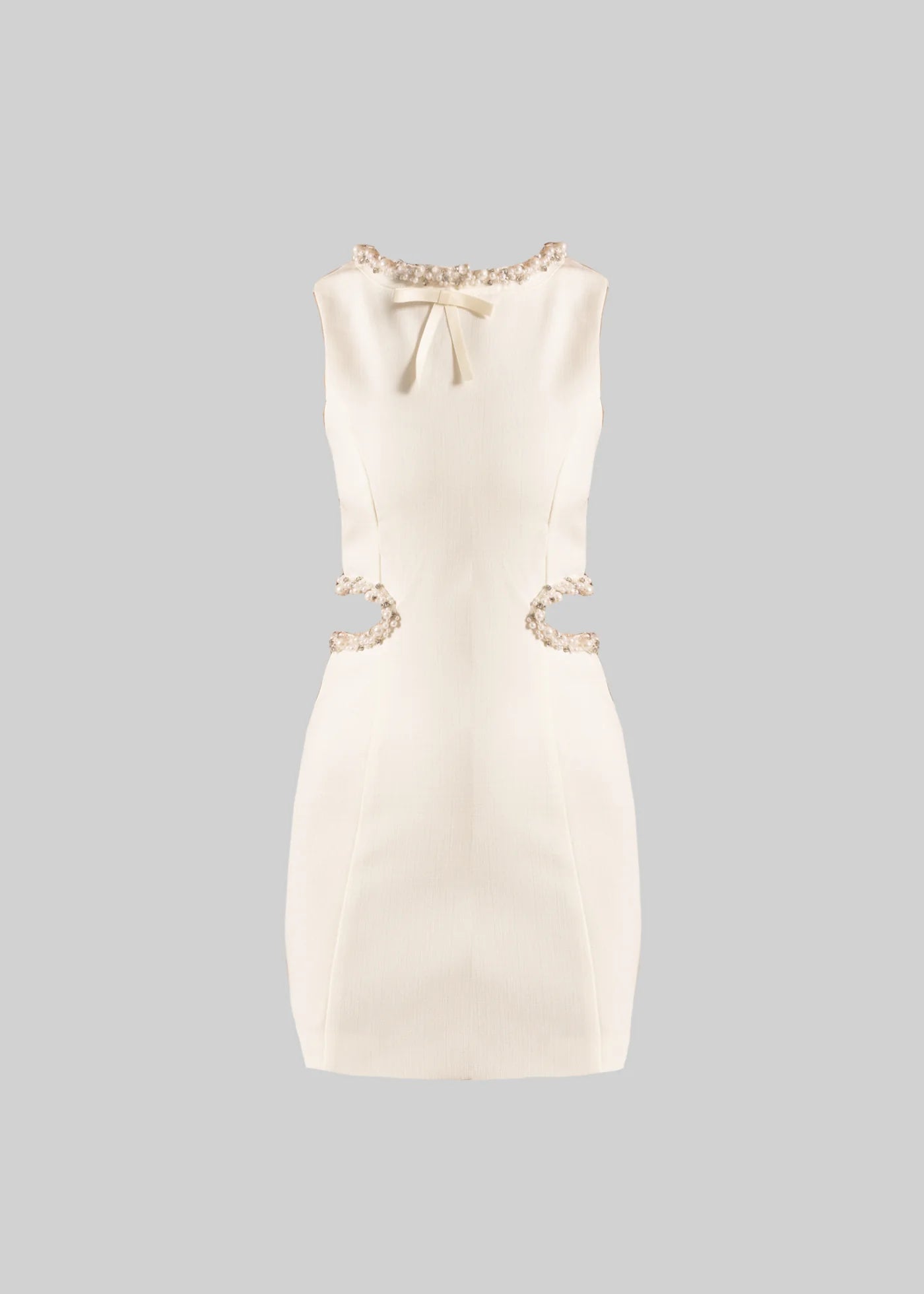 Mini Dress With Side Cutouts And Pearl Detailing - White