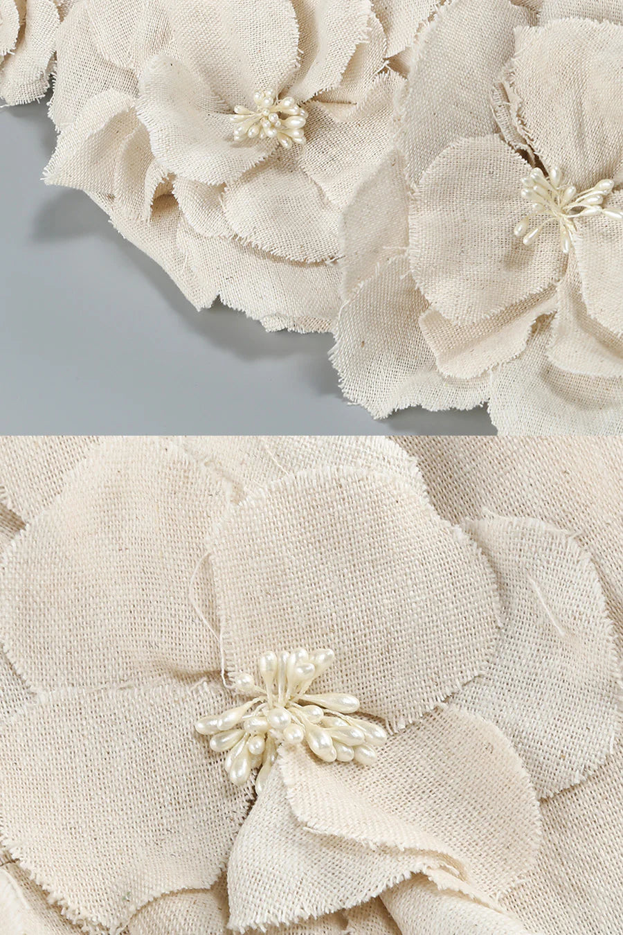 Mini Bustier Dress With 3D Floral Details - Ivoire