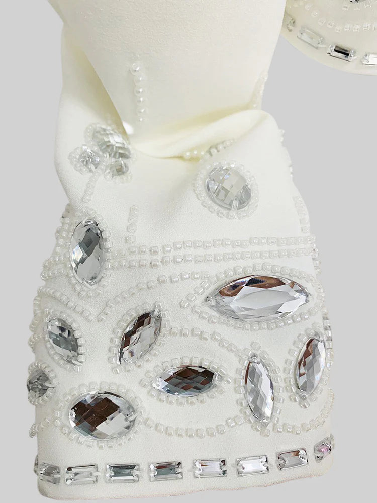 Crystal Adorned Two Piece Co-Ord - White