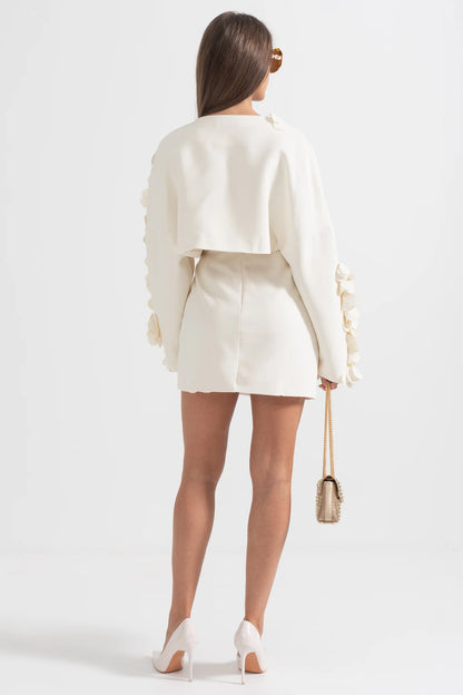 Two-Piece Set With Petal Adornments - Beige