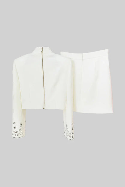Crystal Adorned Two Piece Co-Ord - White