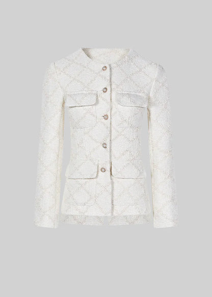 Diamond Patterned Jacket With Matching Shorts - Ivoire