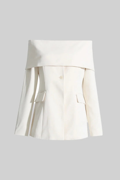 Off-Shoulder Contemporary Jacket - White