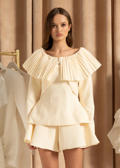 Chic 3-Piece Co-Ord With Blazer, Top and Mini Skort - Ivoire