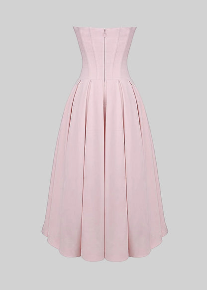Elegant Strapless Dress with Fitted Bodice And Sweetheart Neckline - Peach