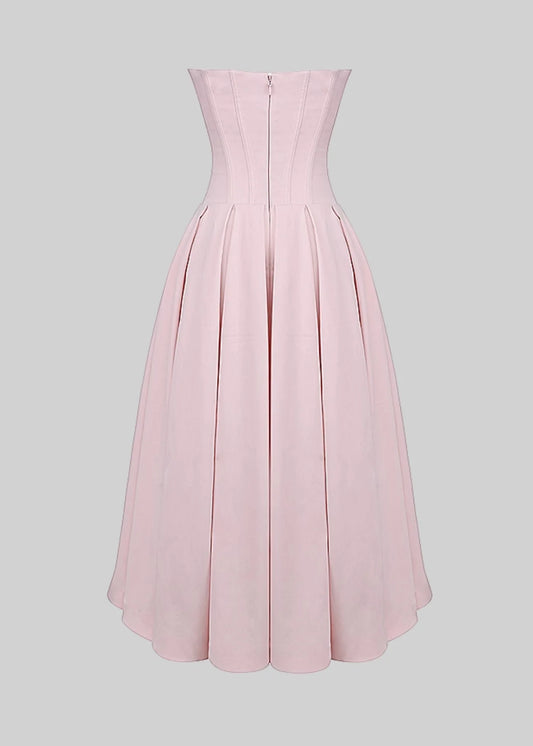 Elegant Strapless Dress with Fitted Bodice And Sweetheart Neckline - Peach