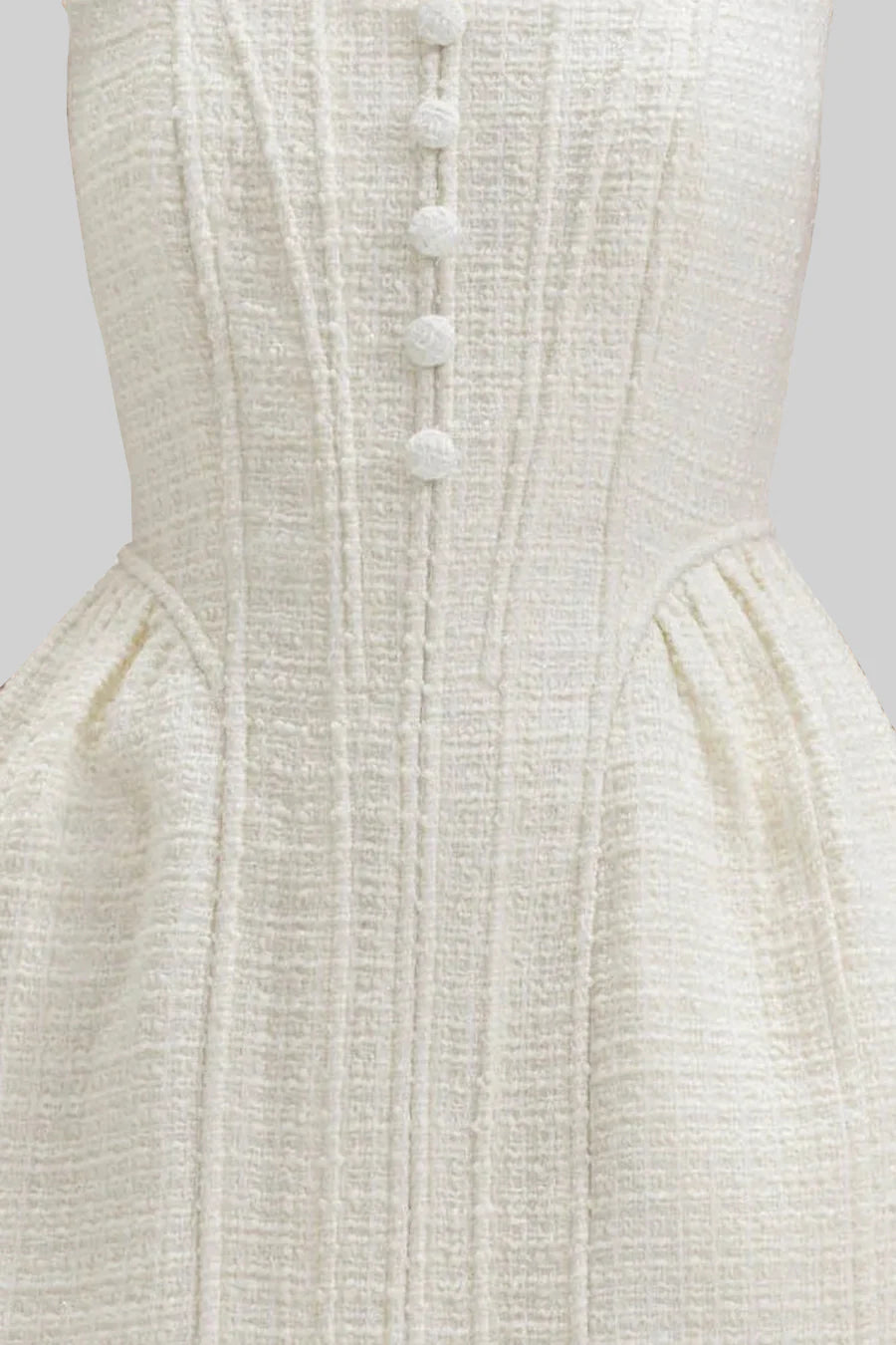 Mini Dress With Structured Cuts And Fitted Bodice  - Ivoire