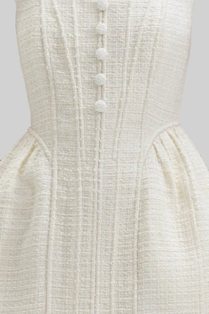 Mini Dress With Structured Cuts And Fitted Bodice  - Ivoire