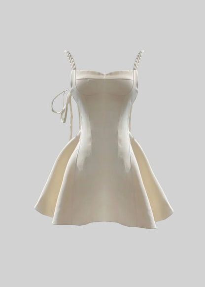 Elegant Mini Dress With Braided Straps - Ivoire